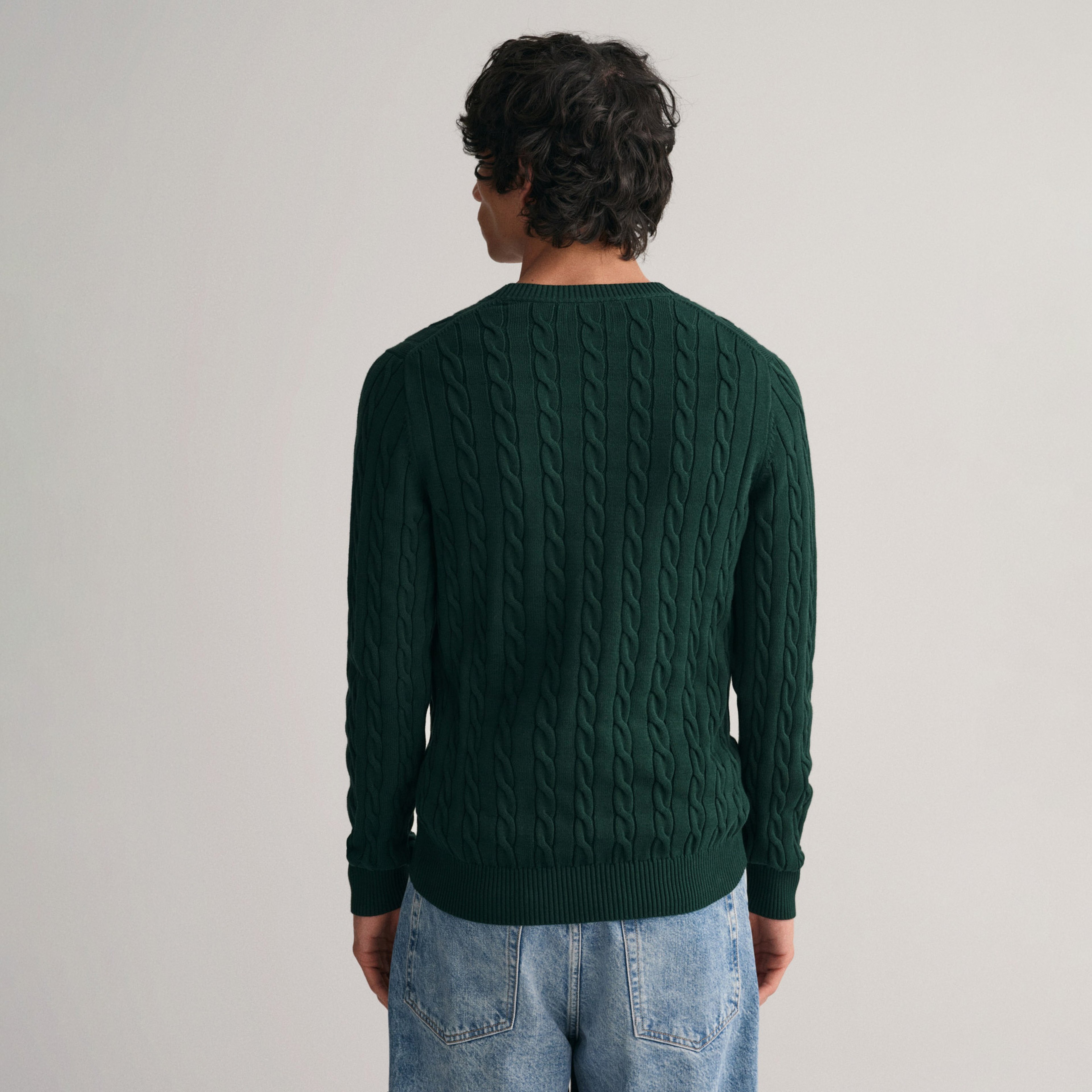 GANT Erkek Yeşil Regular Fit Bisiklet Yaka Kazak