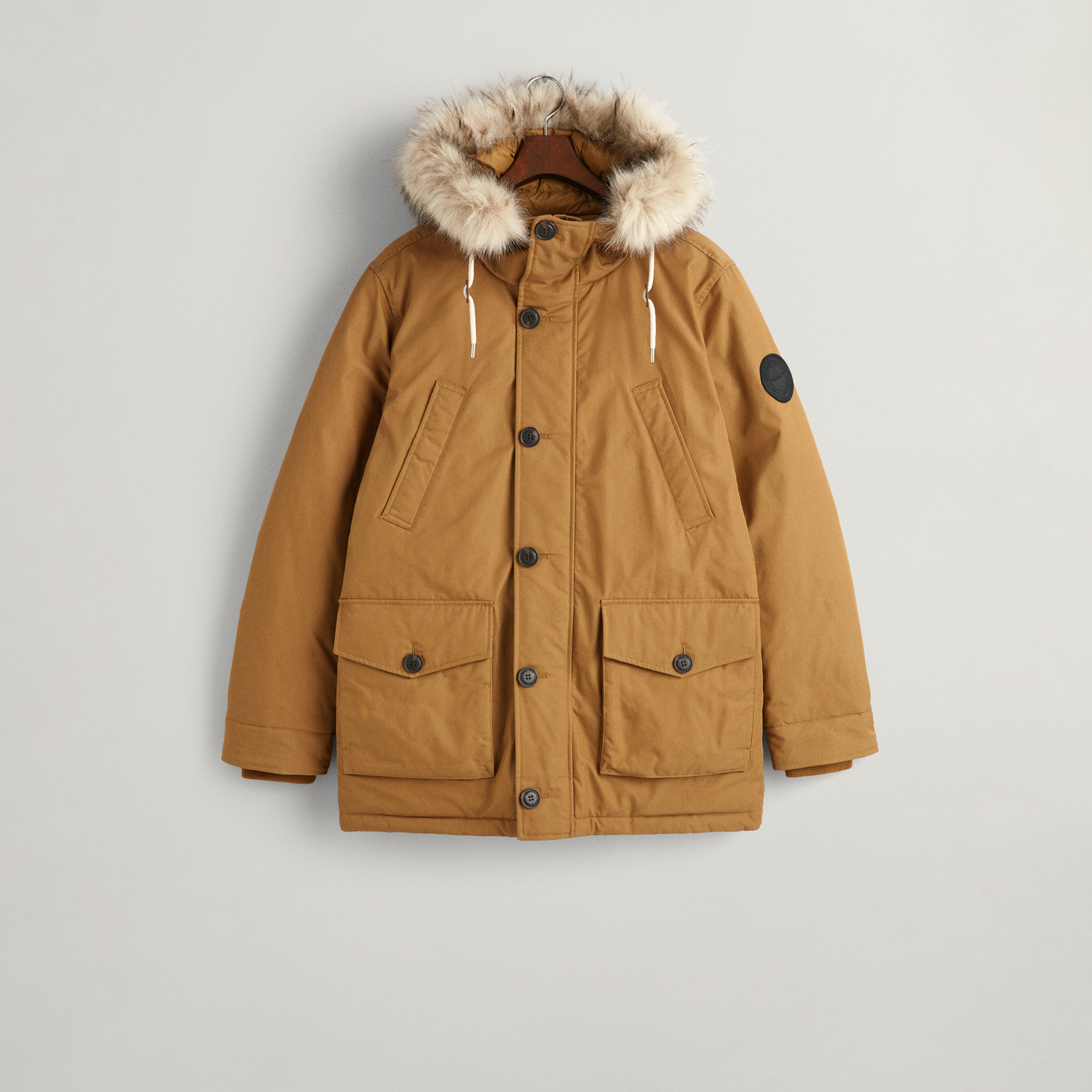 GANT Erkek Kahverengi Kapüşonlu Logolu Mont