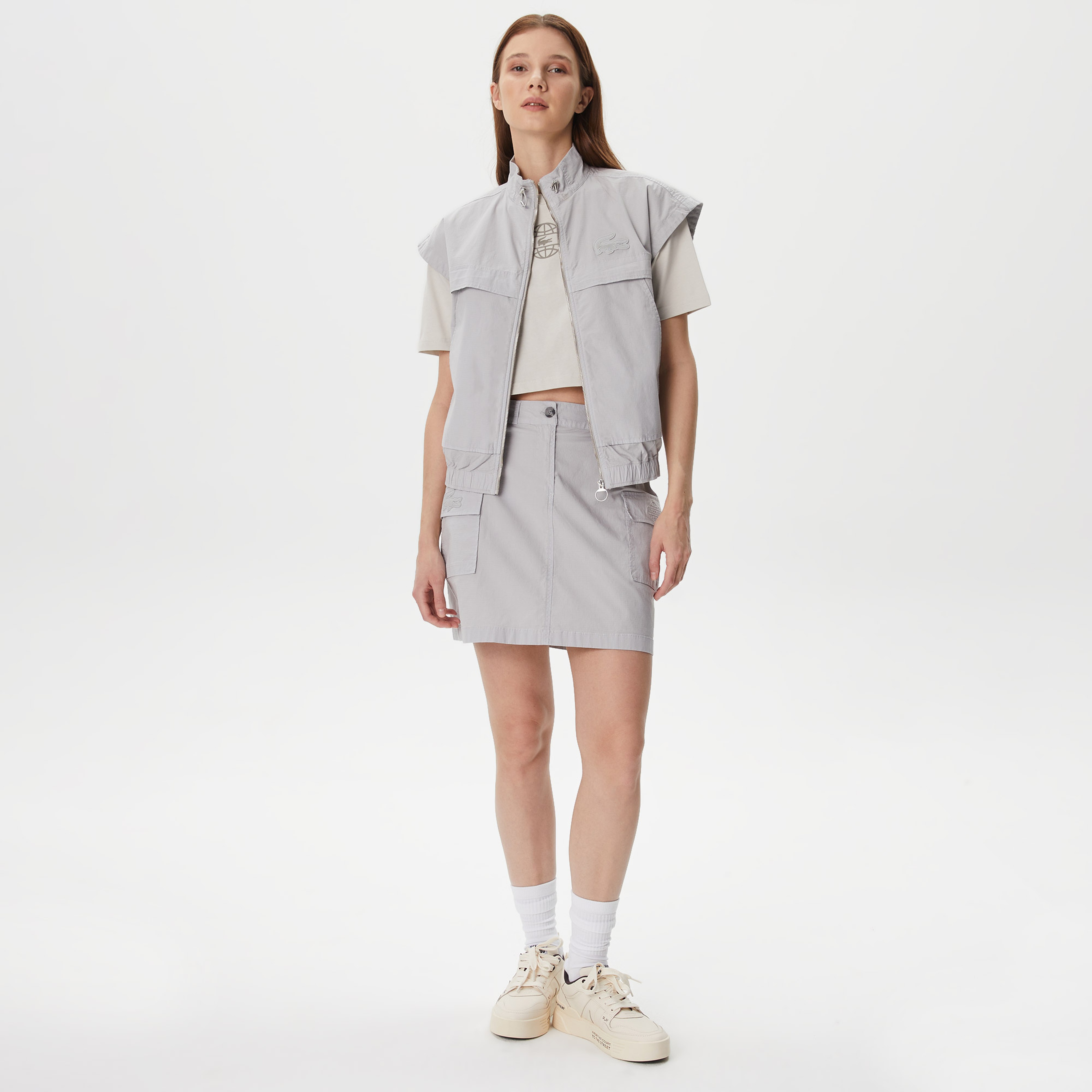 Lacoste House of SuperStep X Lacoste Kadın Gri Etek