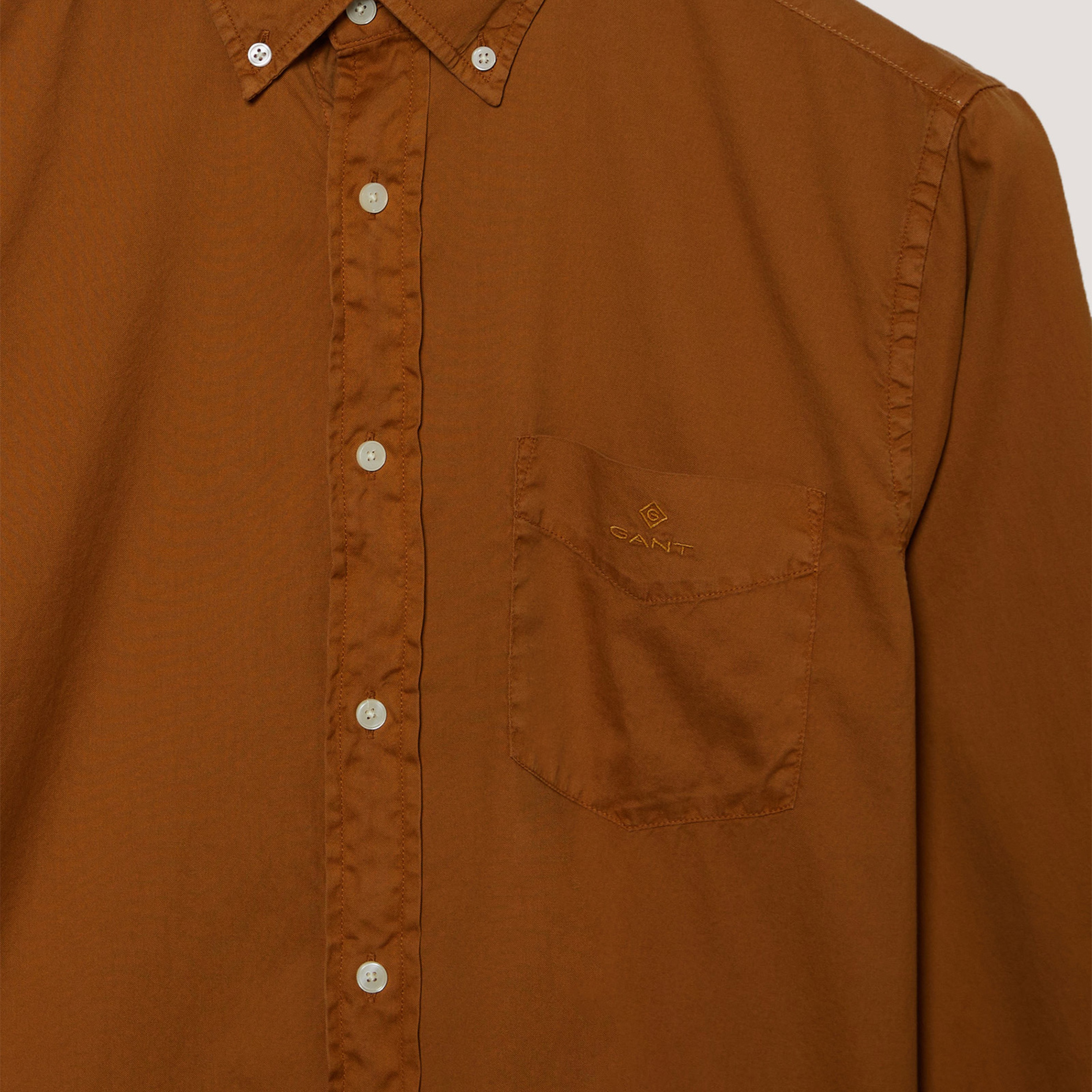 Gant Erkek Kahverengi Regular Fit Düğmeli Yaka Gömlek