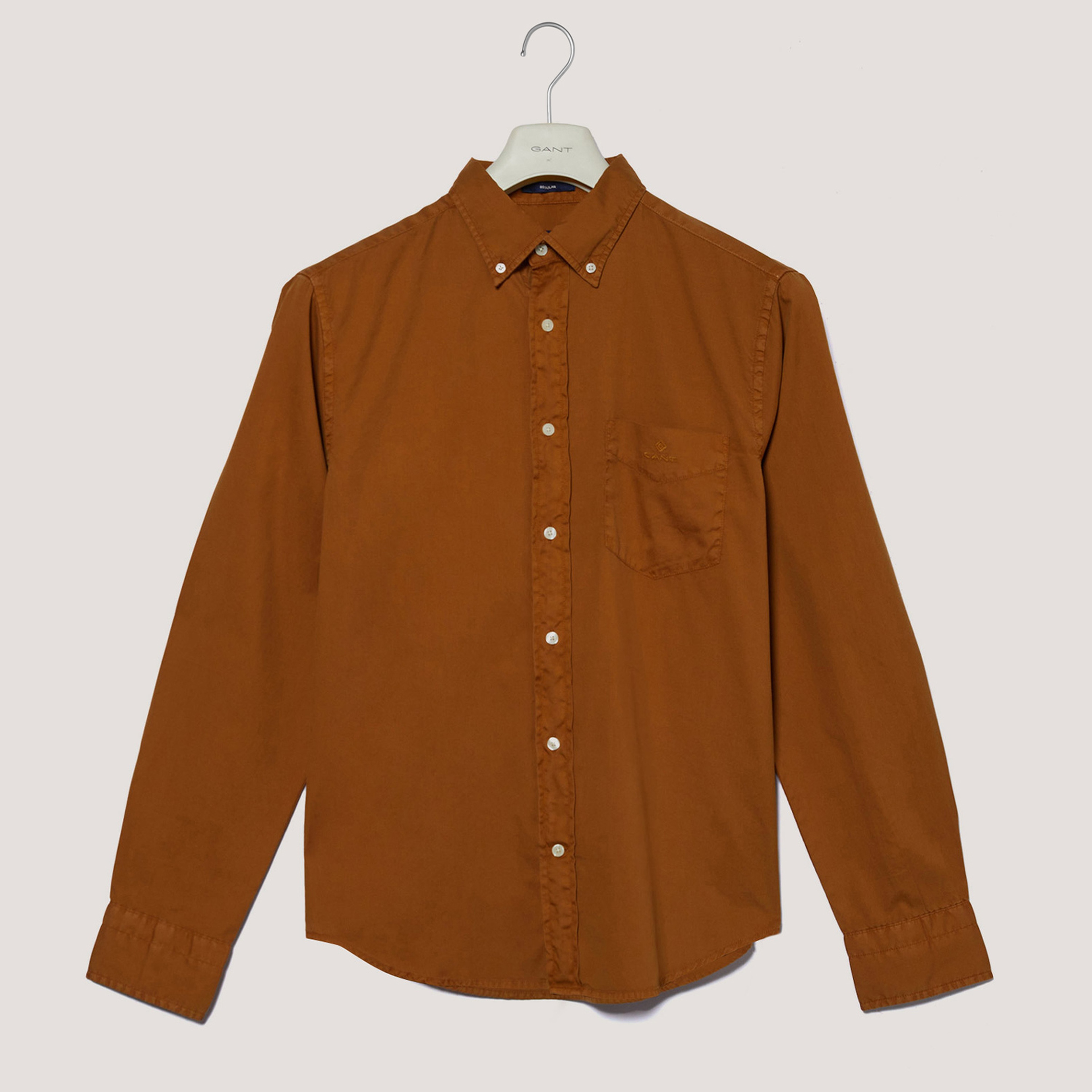 Gant Erkek Kahverengi Regular Fit Düğmeli Yaka Gömlek