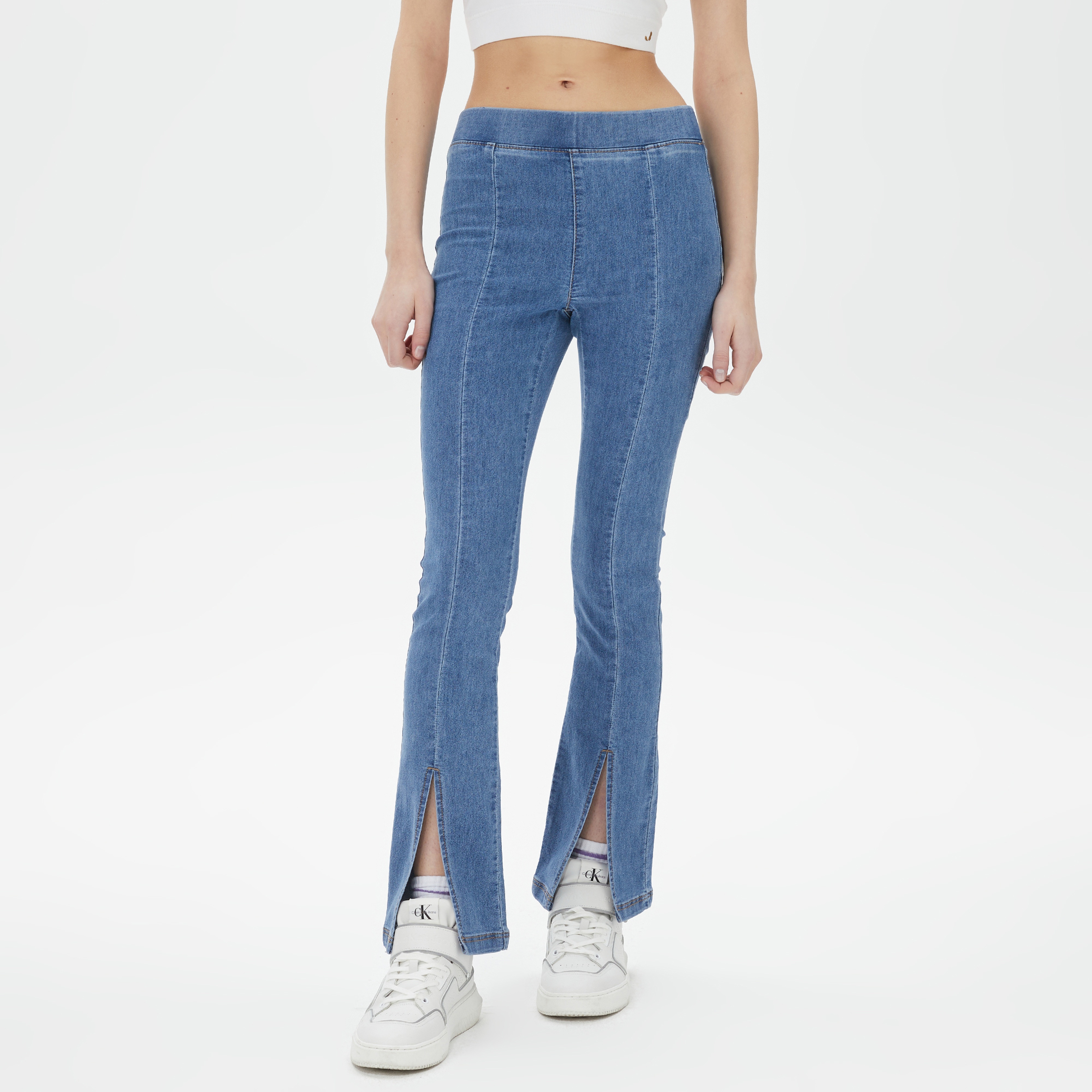 Only Onlpaige Skinny Front Slit Kadın Mavi Jean
