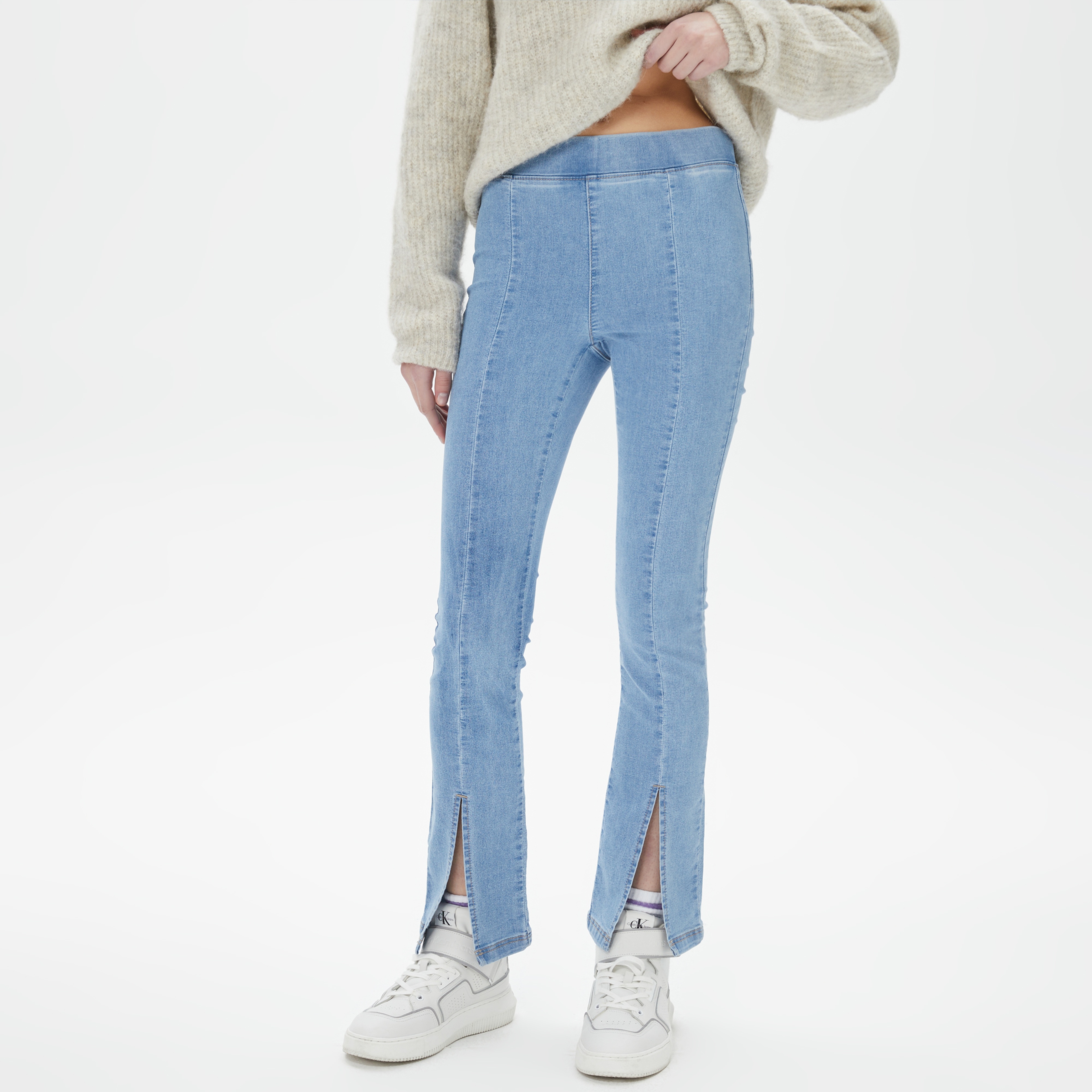 Only Onlpaige Yüksek Belli Skinny Front Slit Denim Kadın Mavi Jean