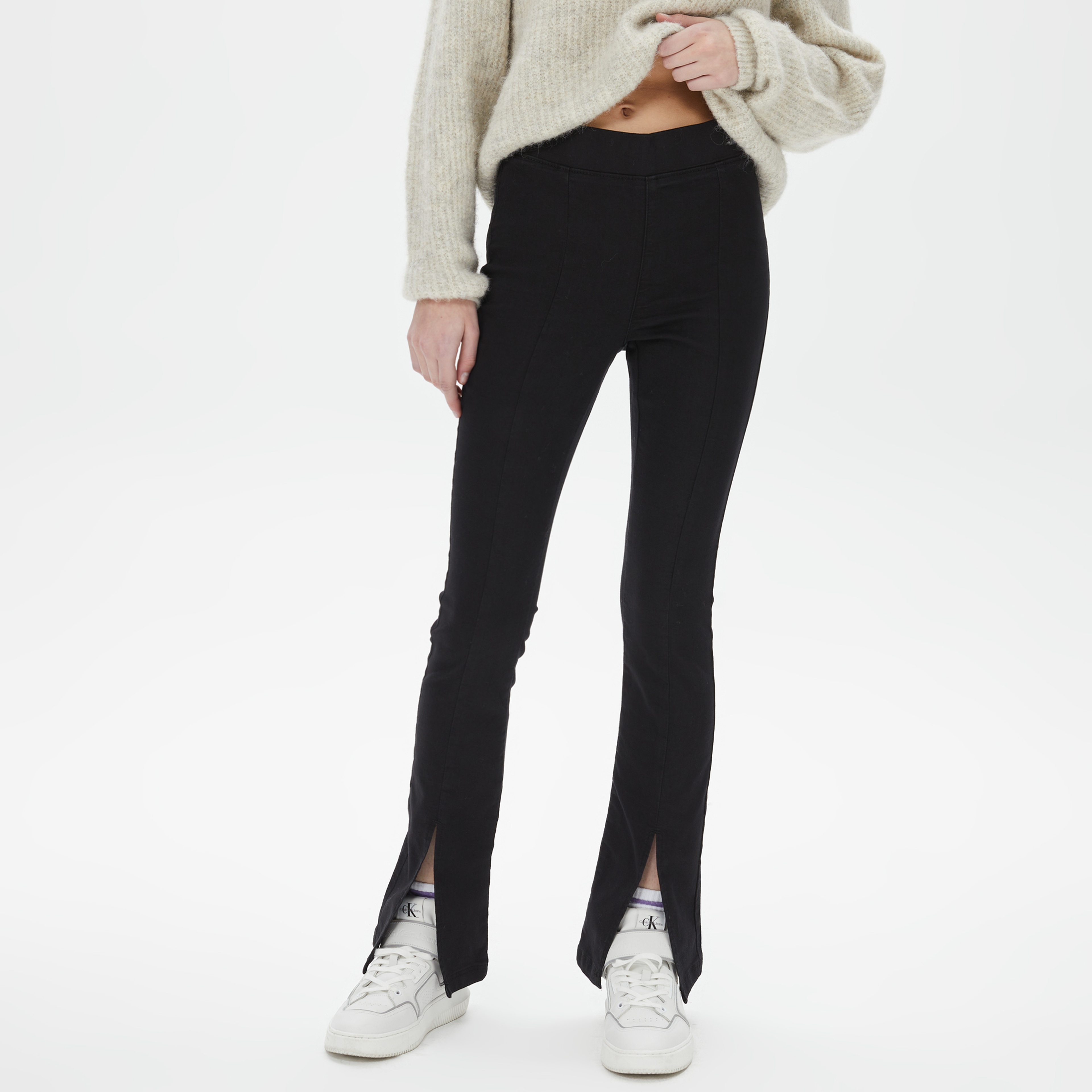 Only Onlpaige Yüksek Belli Skinny Front Slit Denim Kadın Siyah Jean