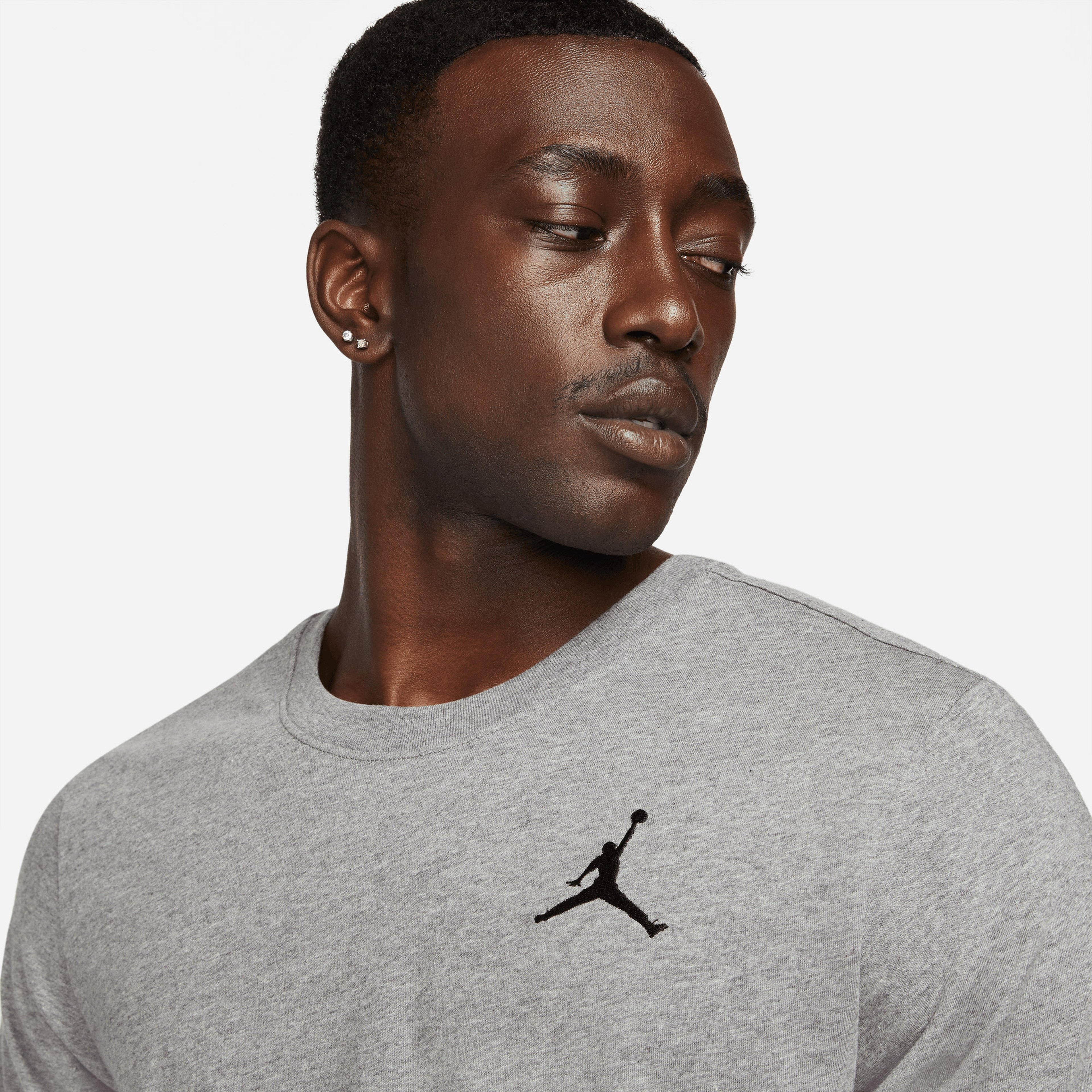 Jordan Jumpman Embroidered Crew Erkek Gri T-Shirt
