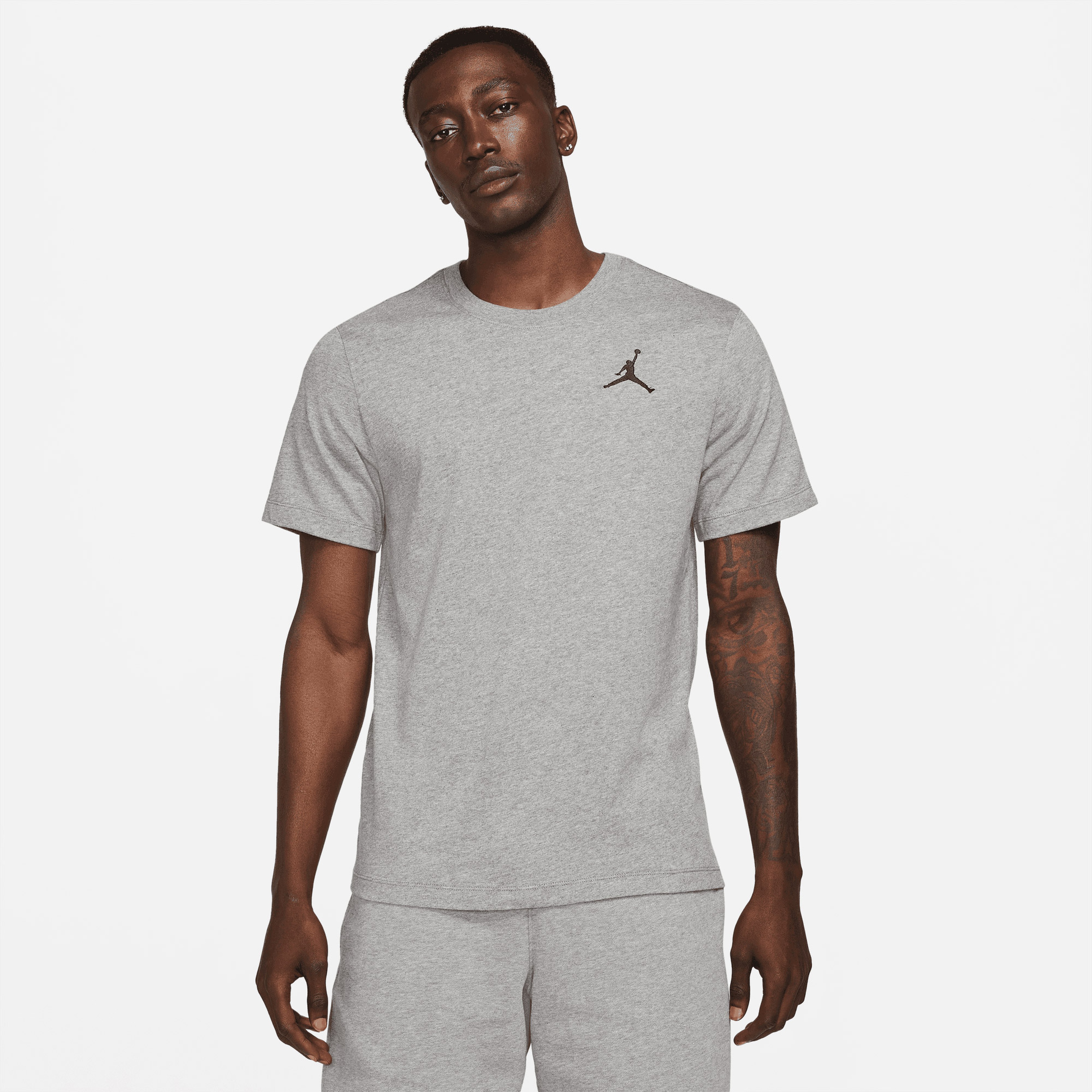 Jordan Jumpman Embroidered Crew Erkek Gri T-Shirt