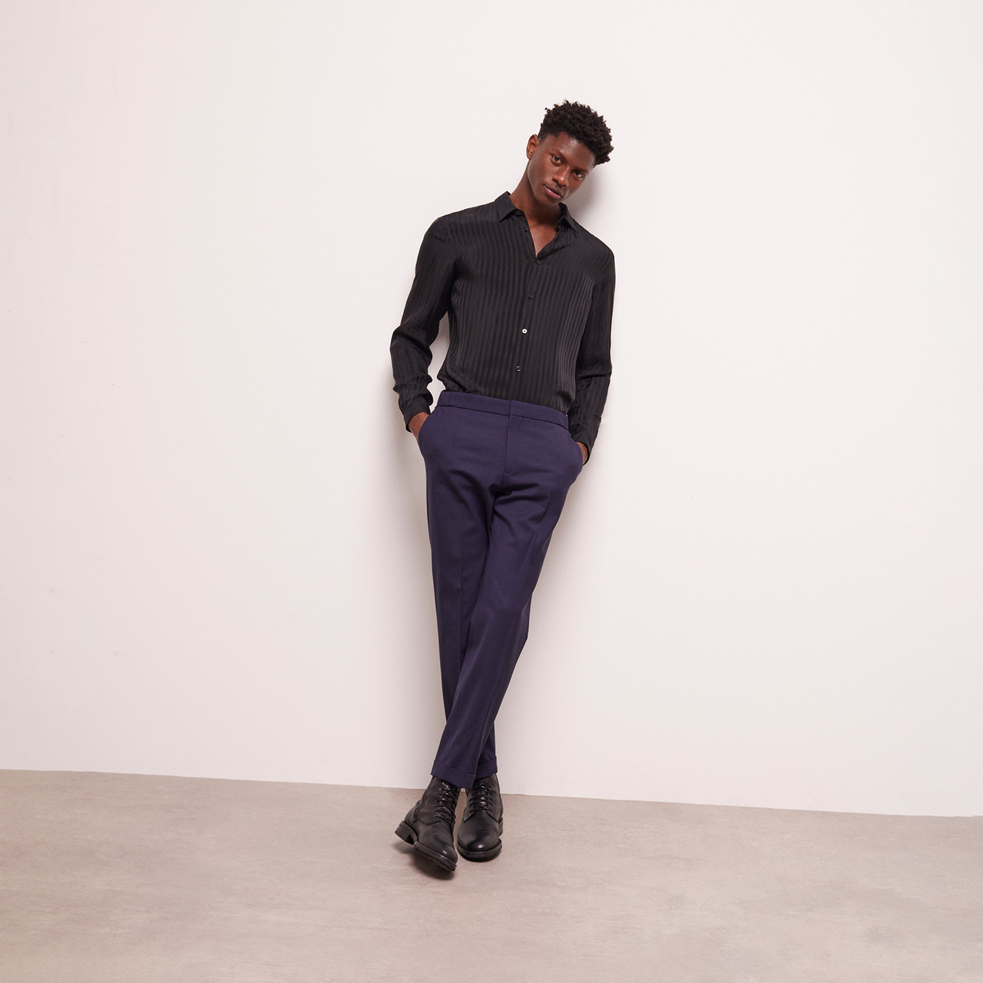 ERKEK LACİVERT YÜN PANTOLON