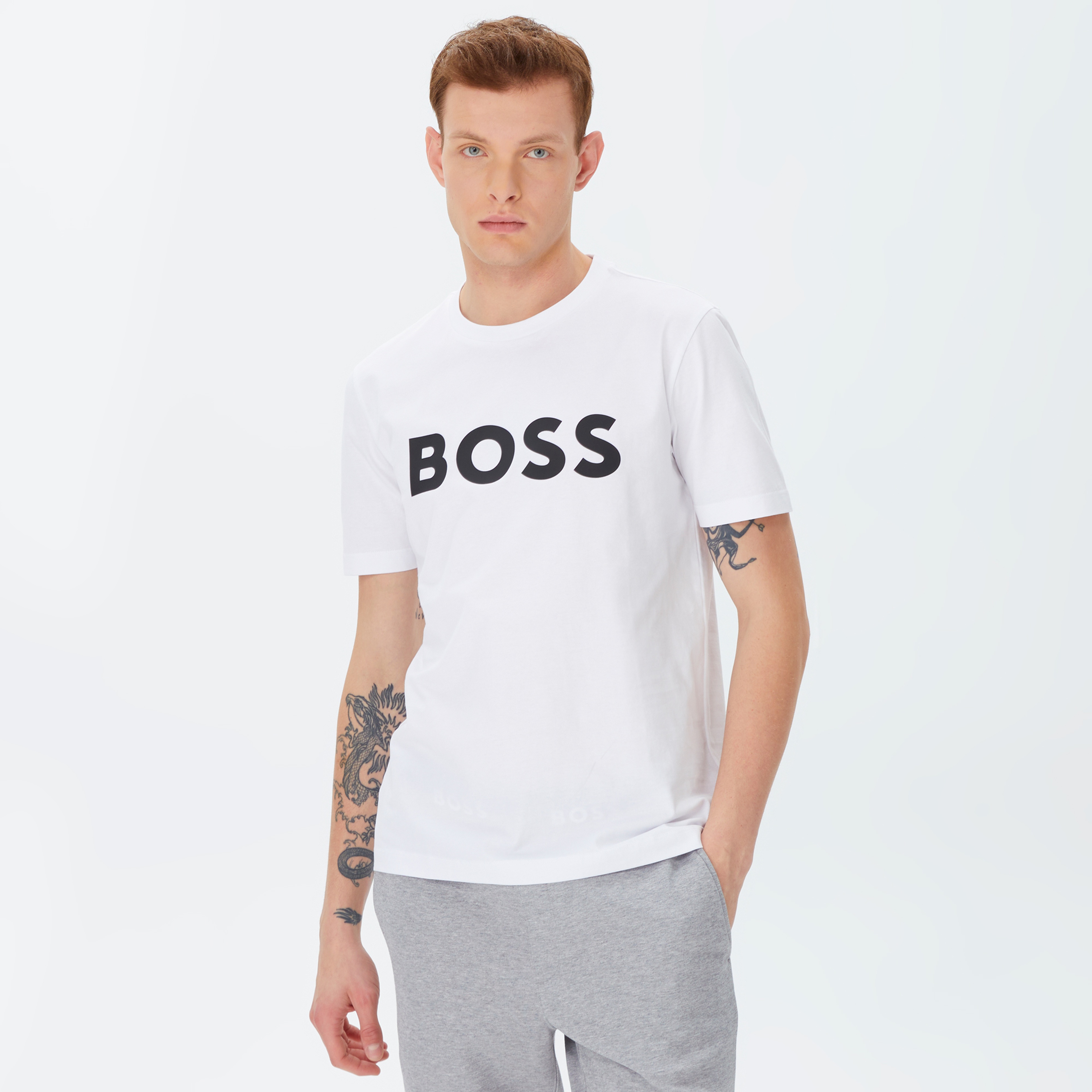 Boss Tiburt Erkek Beyaz T-Shirt