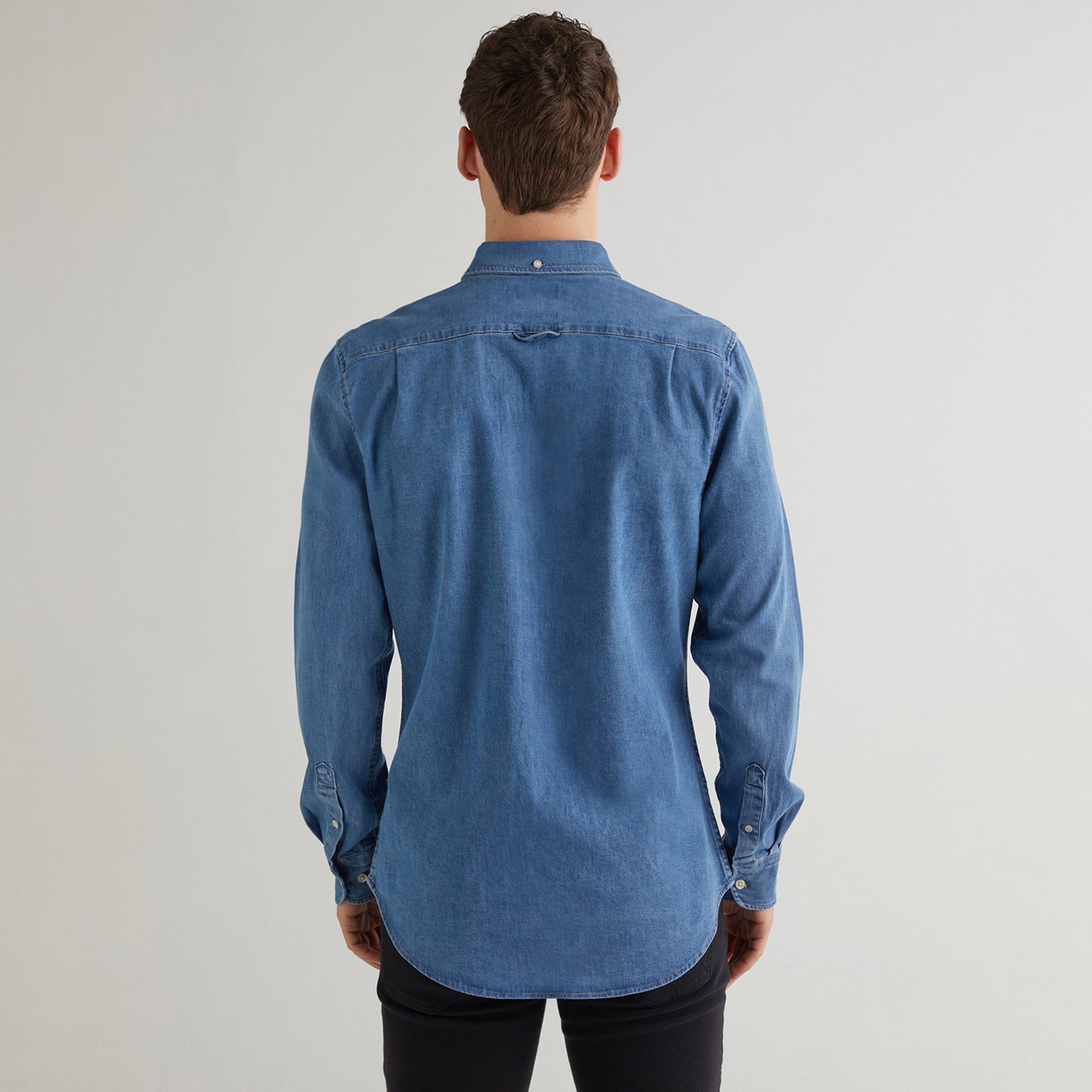 GANT Erkek Mavi Slim Fit Düğmeli Yaka Gömlek
