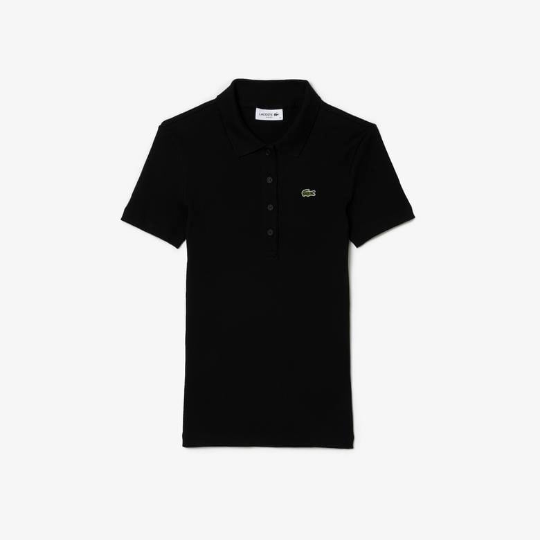 L.12.D Kadın Slim Fit Organik Pamuk Siyah Polo