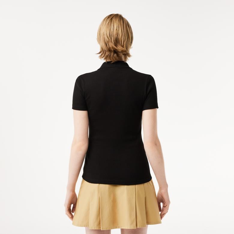 L.12.D Kadın Slim Fit Organik Pamuk Siyah Polo