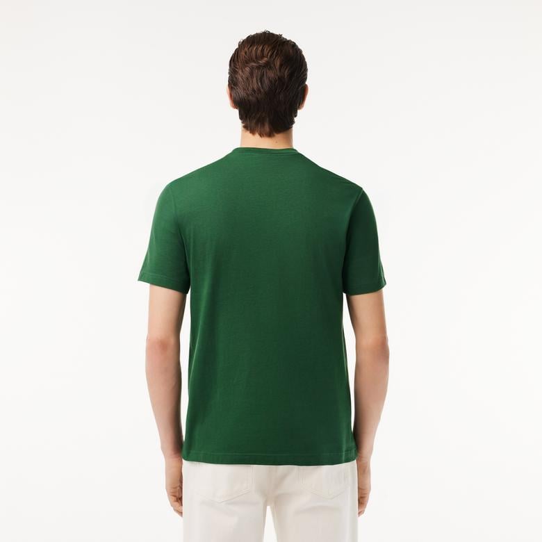 Erkek Regular Fit Bisiklet Yaka Baskılı Yeşil T-Shirt