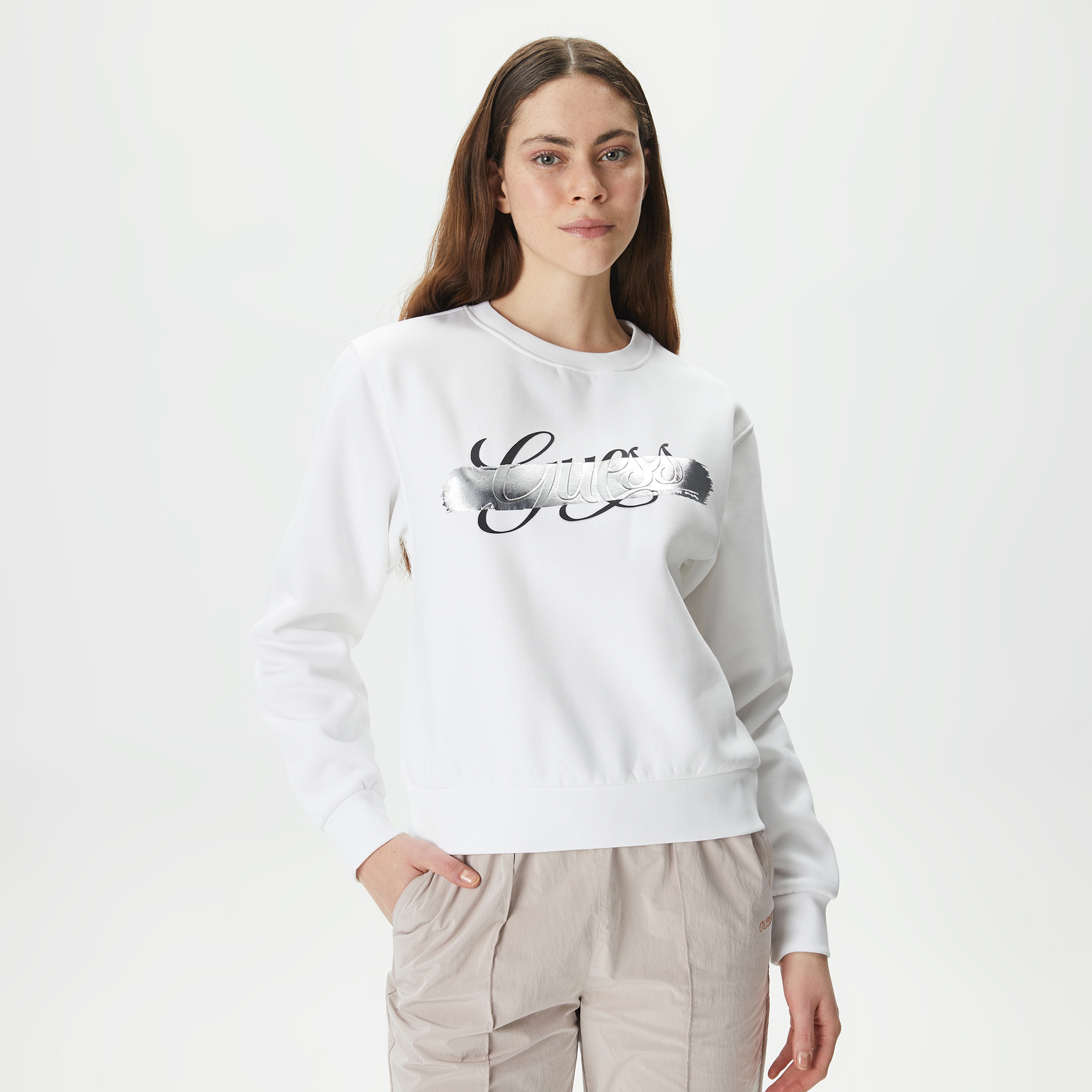 Guess Kadın Beyaz Sweatshirt