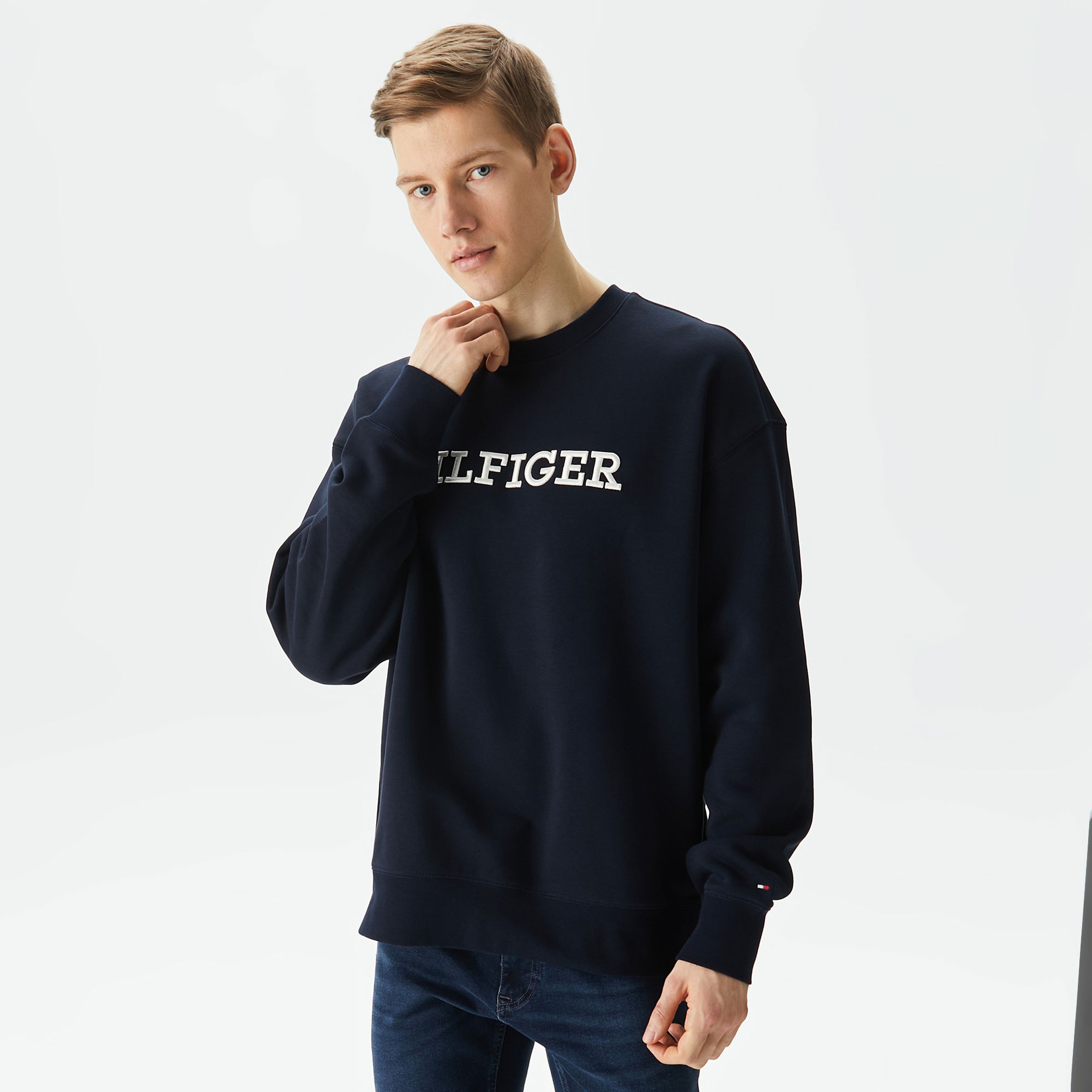Tommy Hilfiger Erkek Mavi Sweatshirt