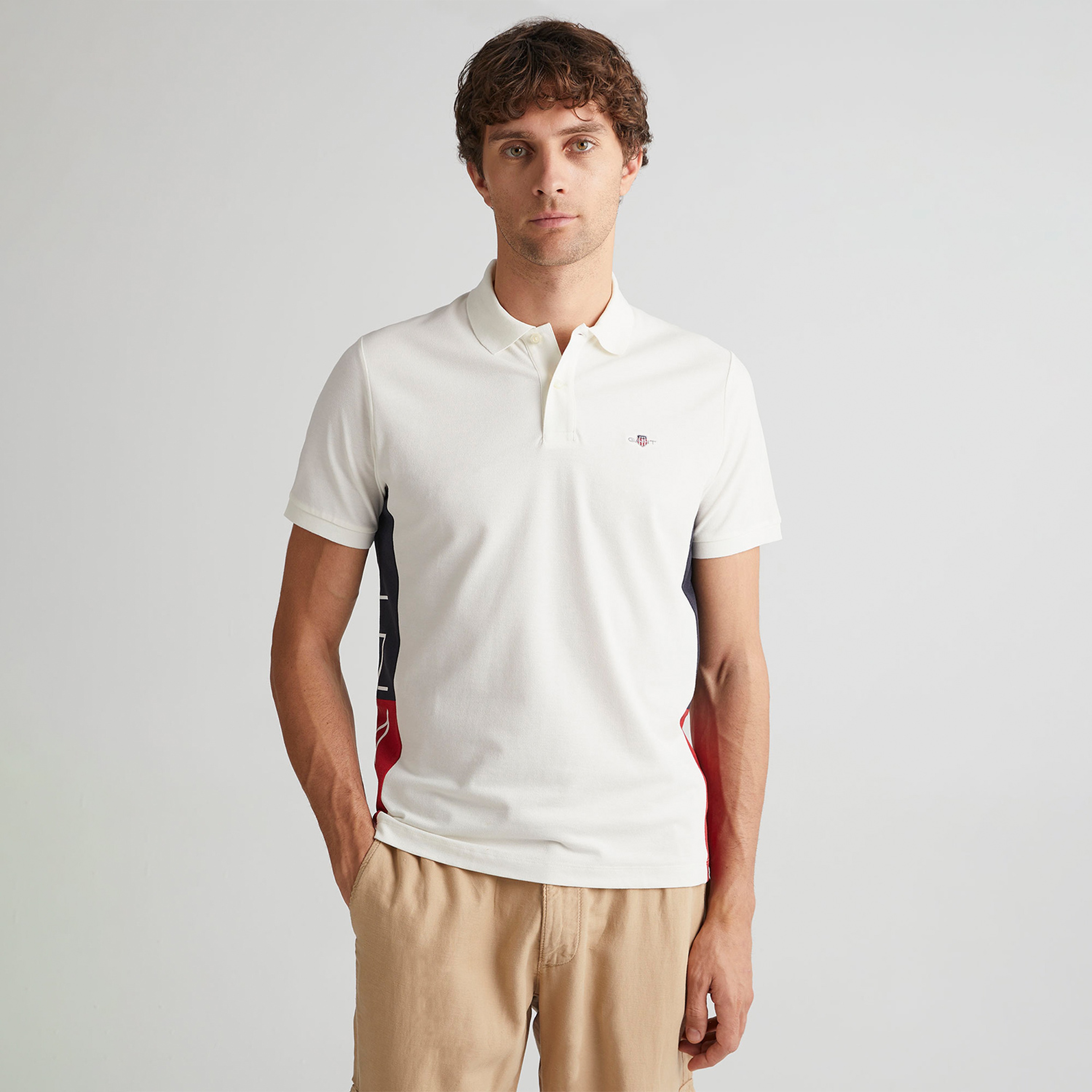 GANT Erkek Krem Regular Fit Renk Bloklu Polo