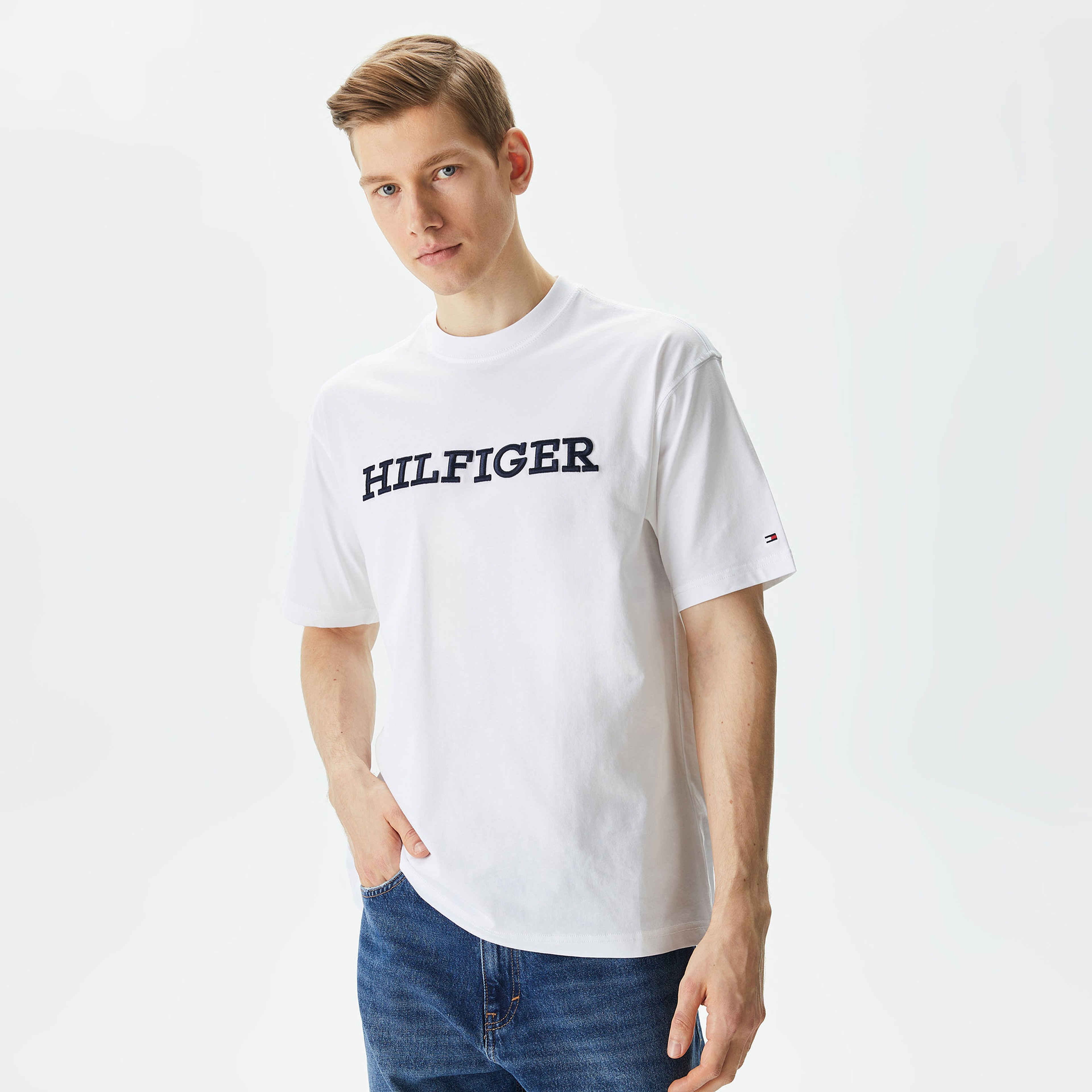 Tommy Hilfiger Erkek Beyaz Tshirt