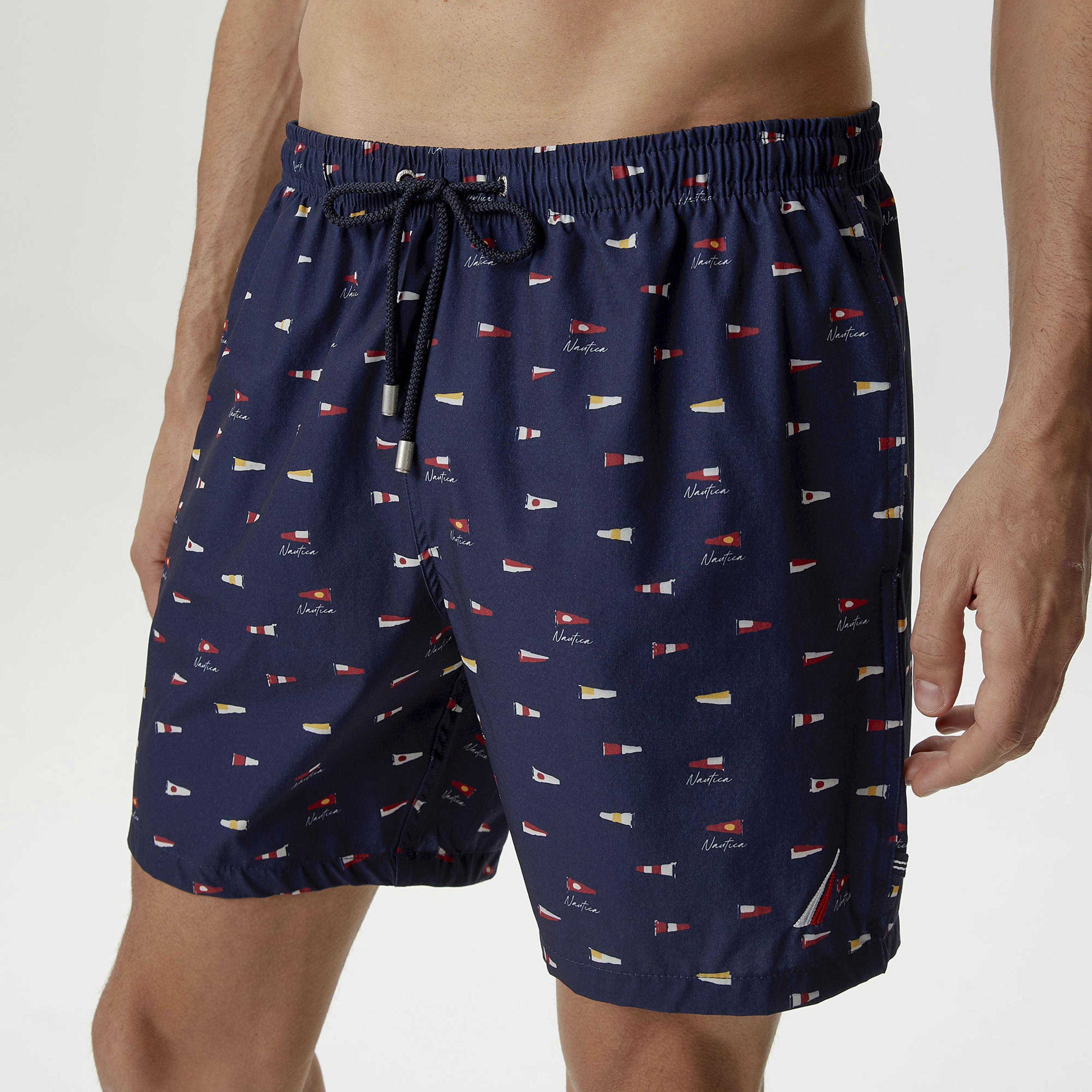 Nautica Erkek Lacivert Baskılı Deniz Şortu