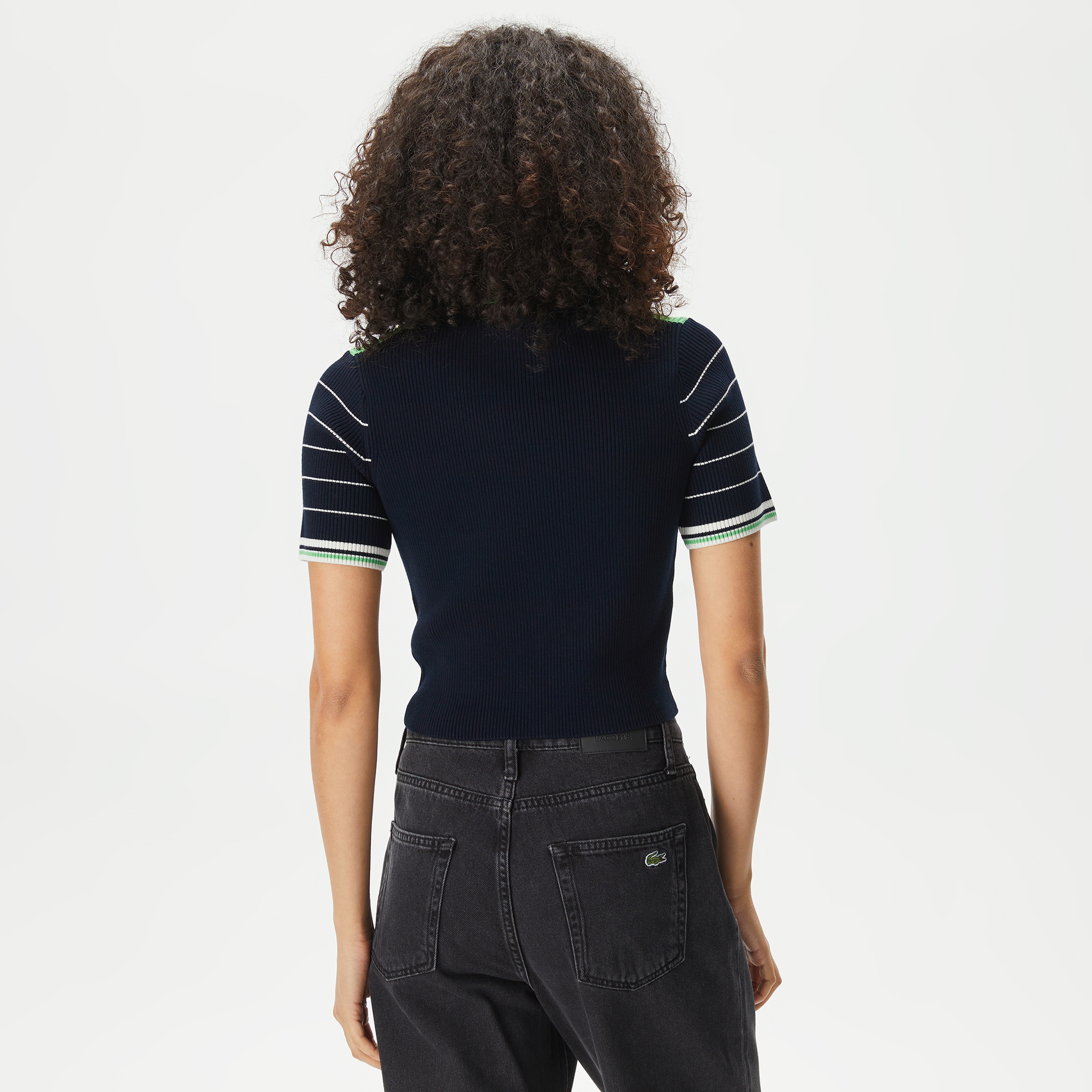 Kadın Relaxed Fit Fermuarlı Renk Bloklu Lacivert Triko