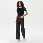 Kadın Relaxed Fit Fermuarlı Renk Bloklu Lacivert Triko