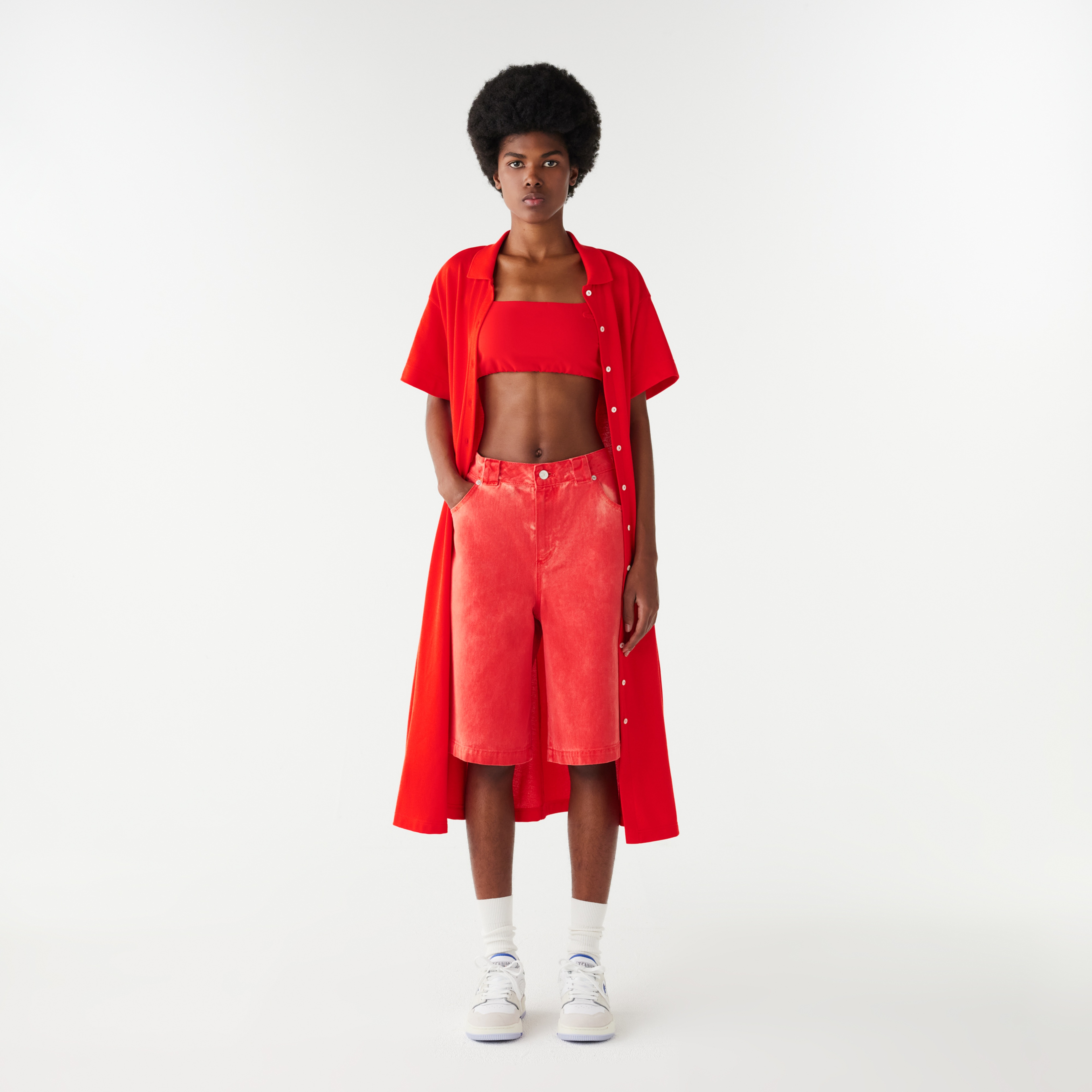 Kadın Flare Fit Polo Yaka Kırmızı Elbise