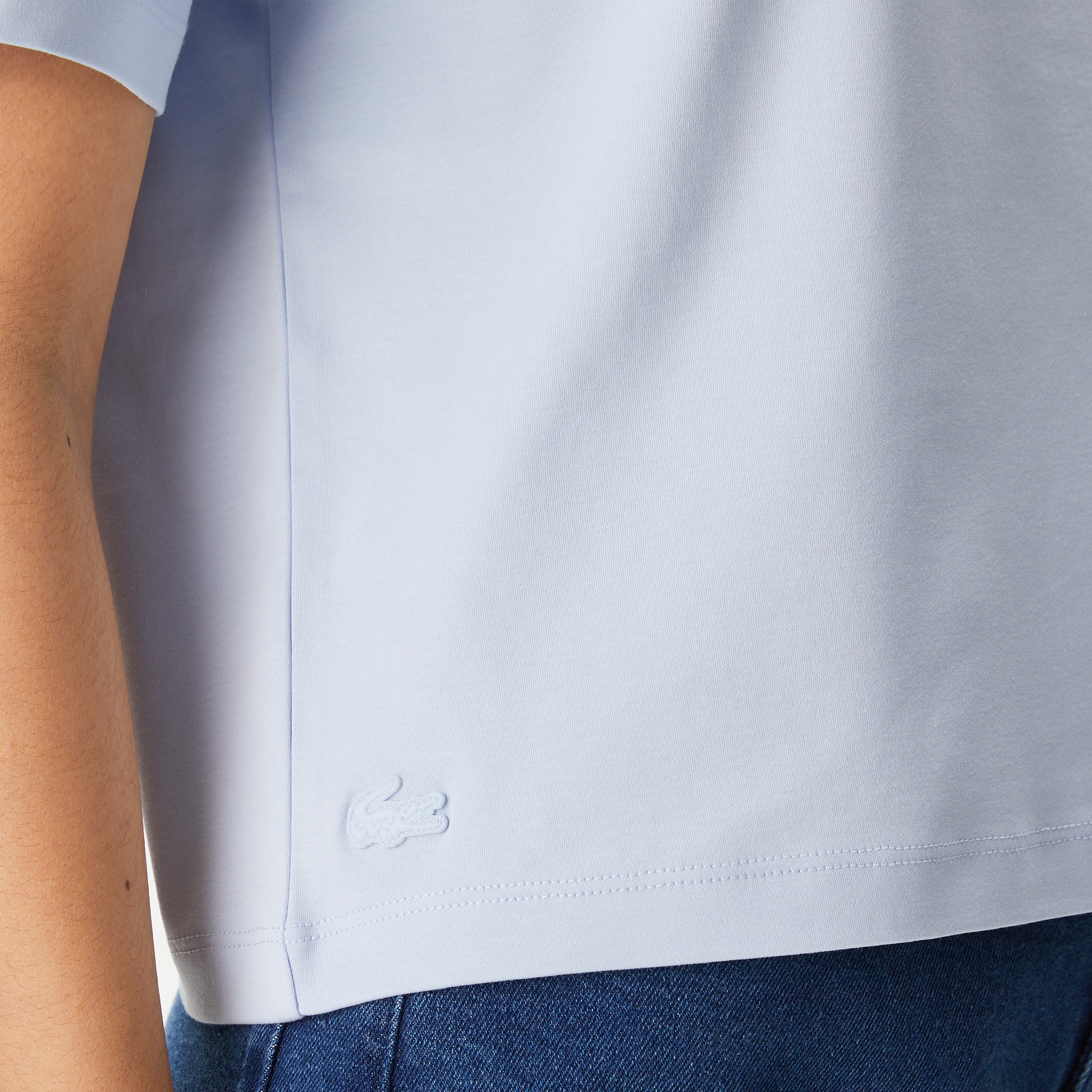 Kadın Loose Fit Bisiklet Yaka Baskılı Organik Pamuk Mavi T-Shirt