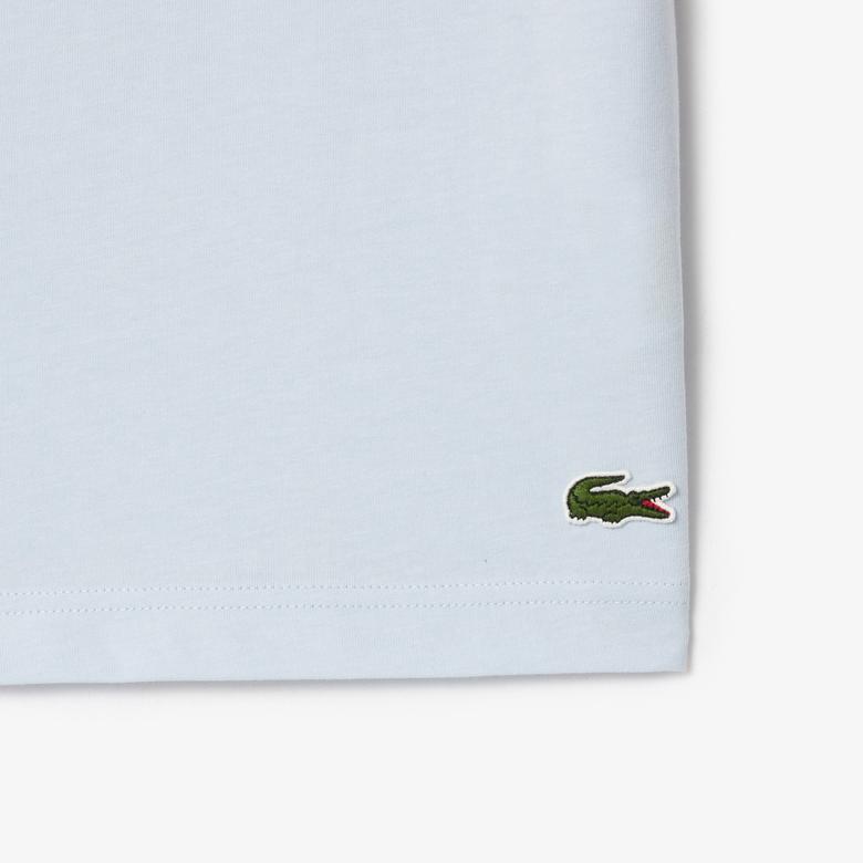 Erkek Regular Fit Bisiklet Yaka Baskılı Açık Mavi T-Shirt