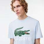 Erkek Regular Fit Bisiklet Yaka Baskılı Açık Mavi T-Shirt