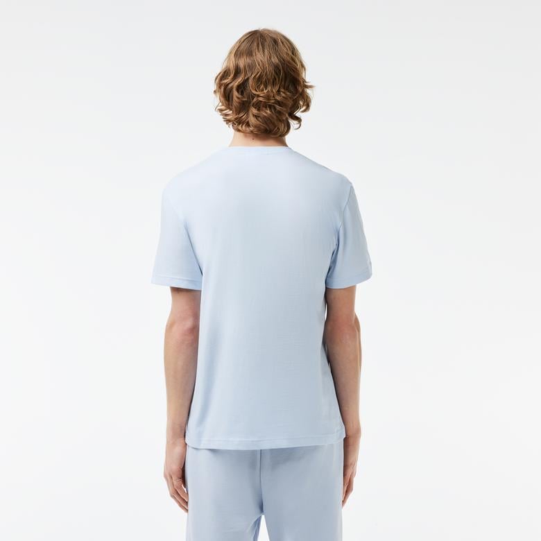 Erkek Regular Fit Bisiklet Yaka Baskılı Açık Mavi T-Shirt
