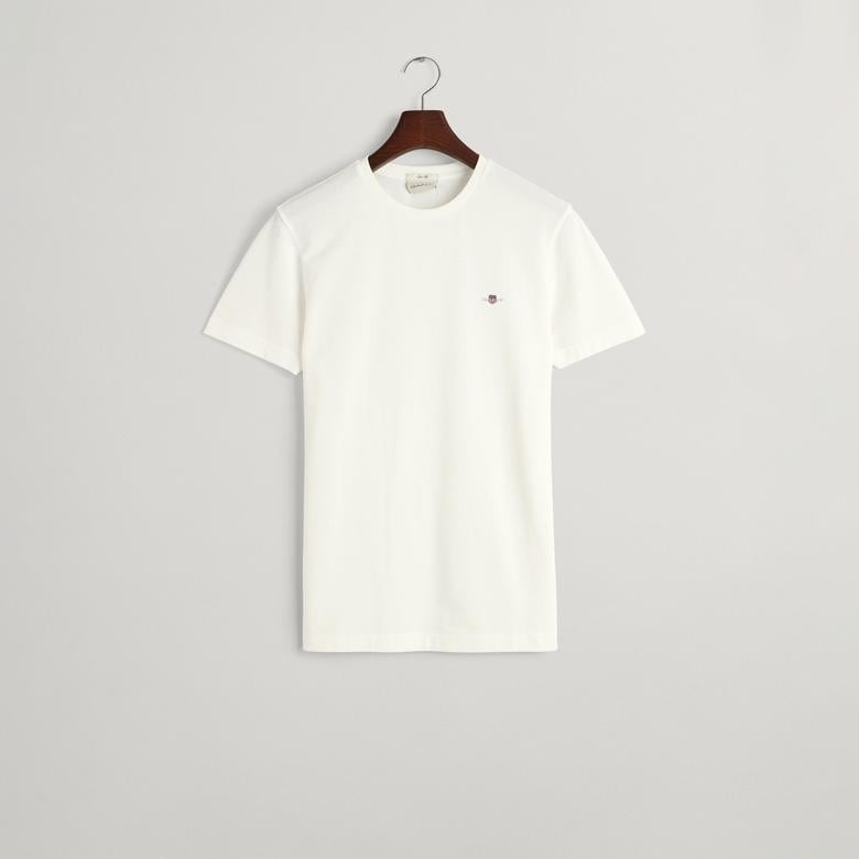 GANT Erkek Beyaz Slim Fit Bisiklet Yaka T-Shirt