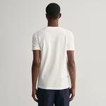 GANT Erkek Beyaz Slim Fit Bisiklet Yaka T-Shirt