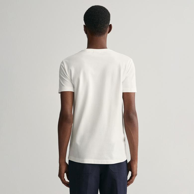 GANT Erkek Beyaz Slim Fit Bisiklet Yaka T-Shirt
