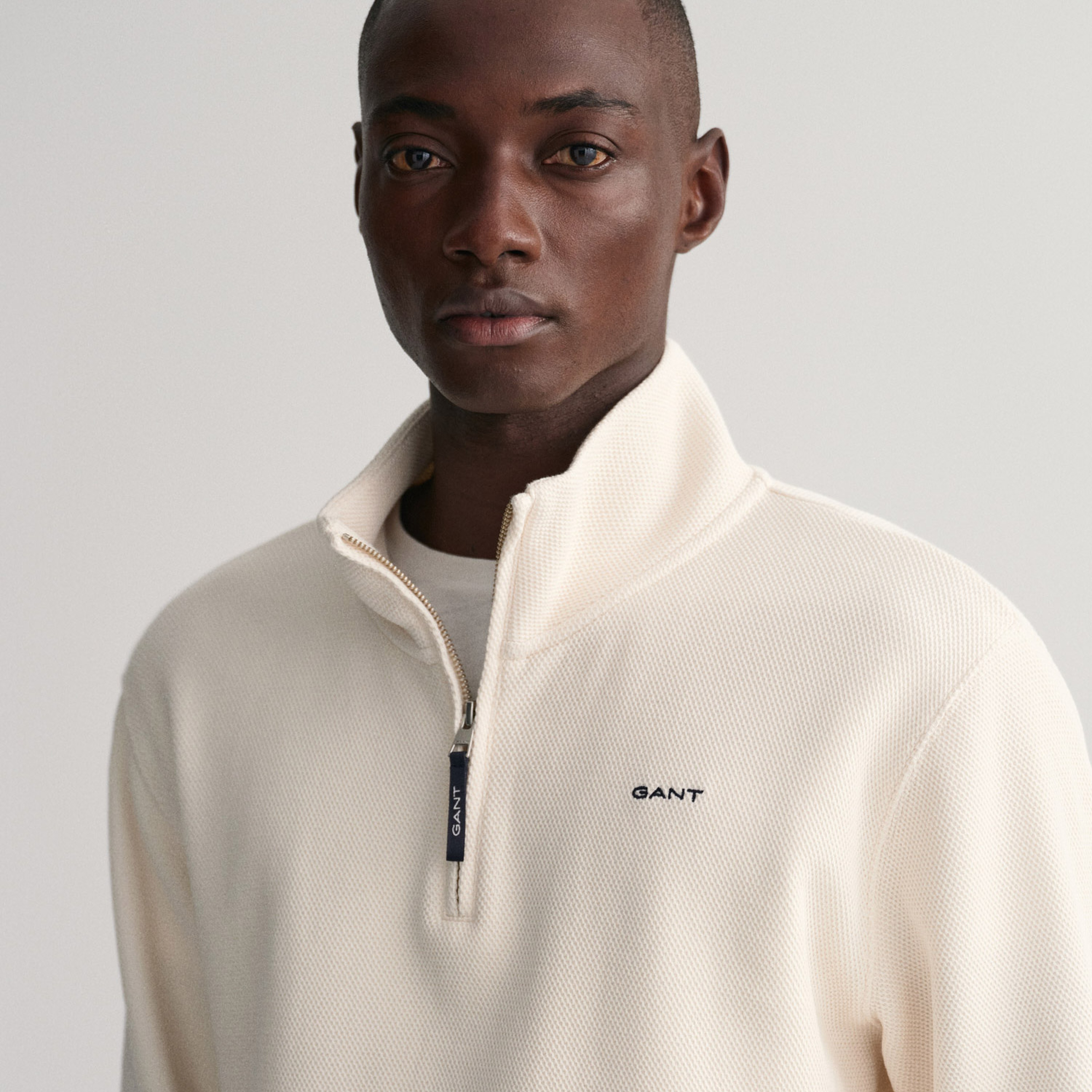 GANT Erkek Krem Regular Fit Yarım Fermuarlı Sweatshirt
