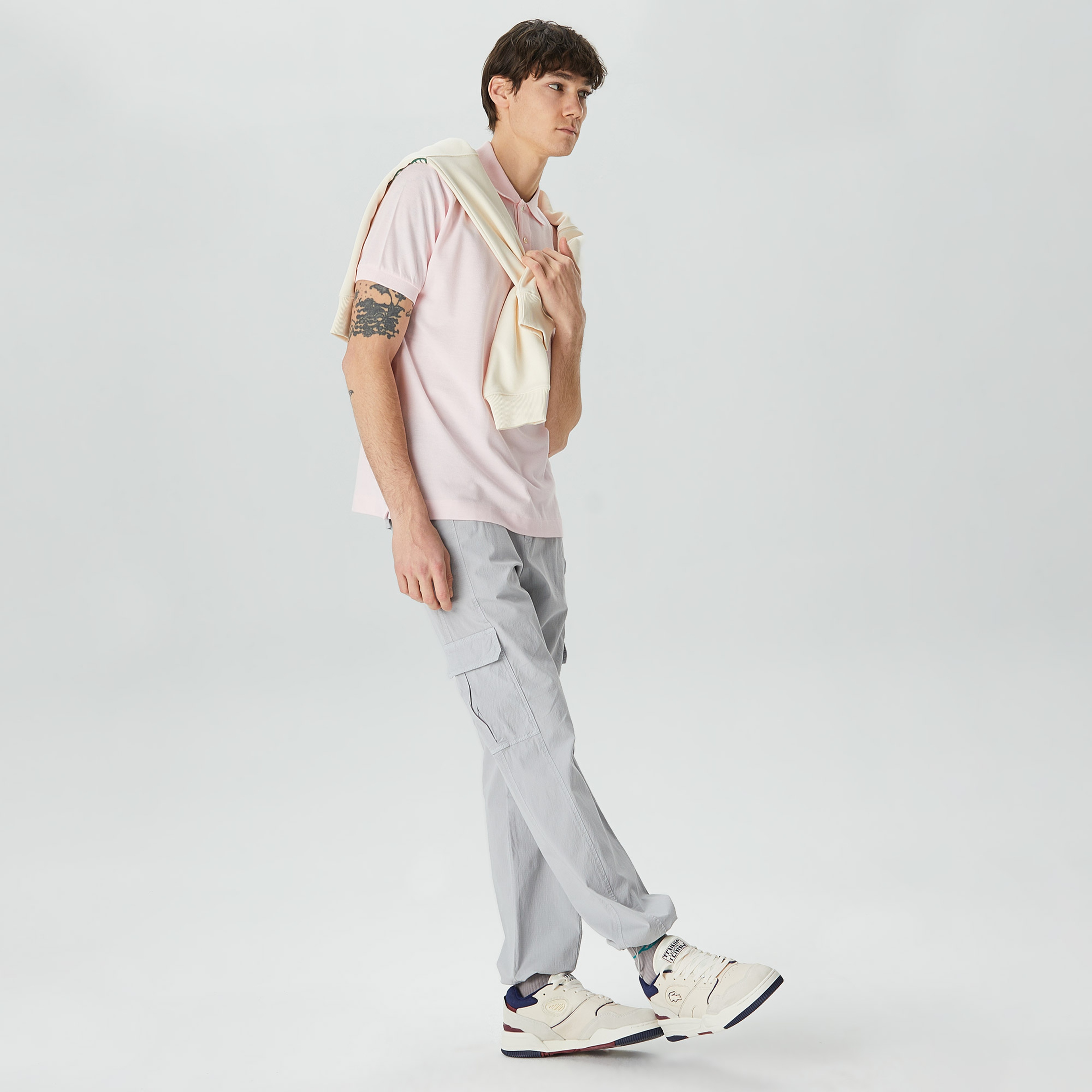 L.12.12 Erkek Classic Fit Açık Pembe Polo