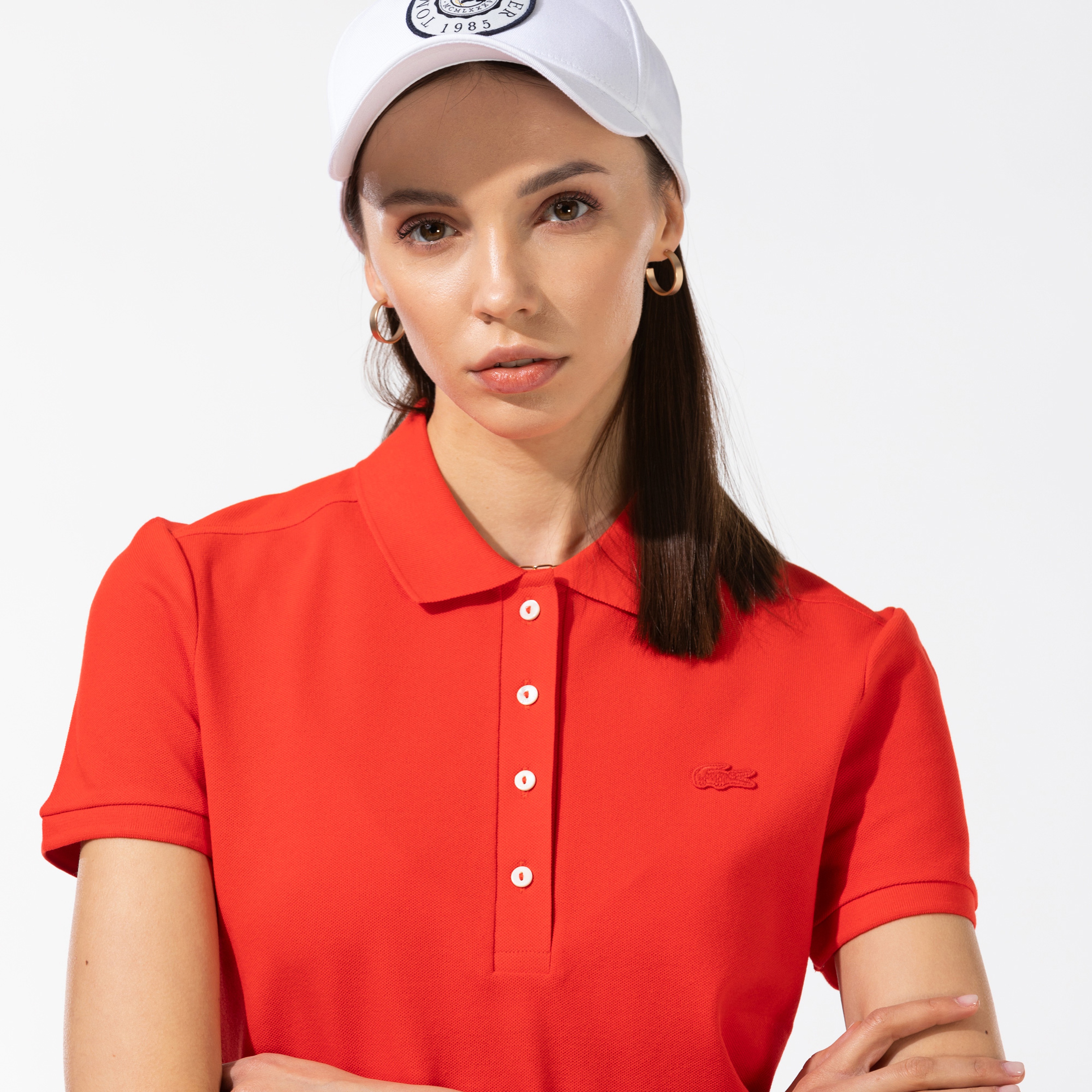 Kadın Slim Fit Kırmızı Polo