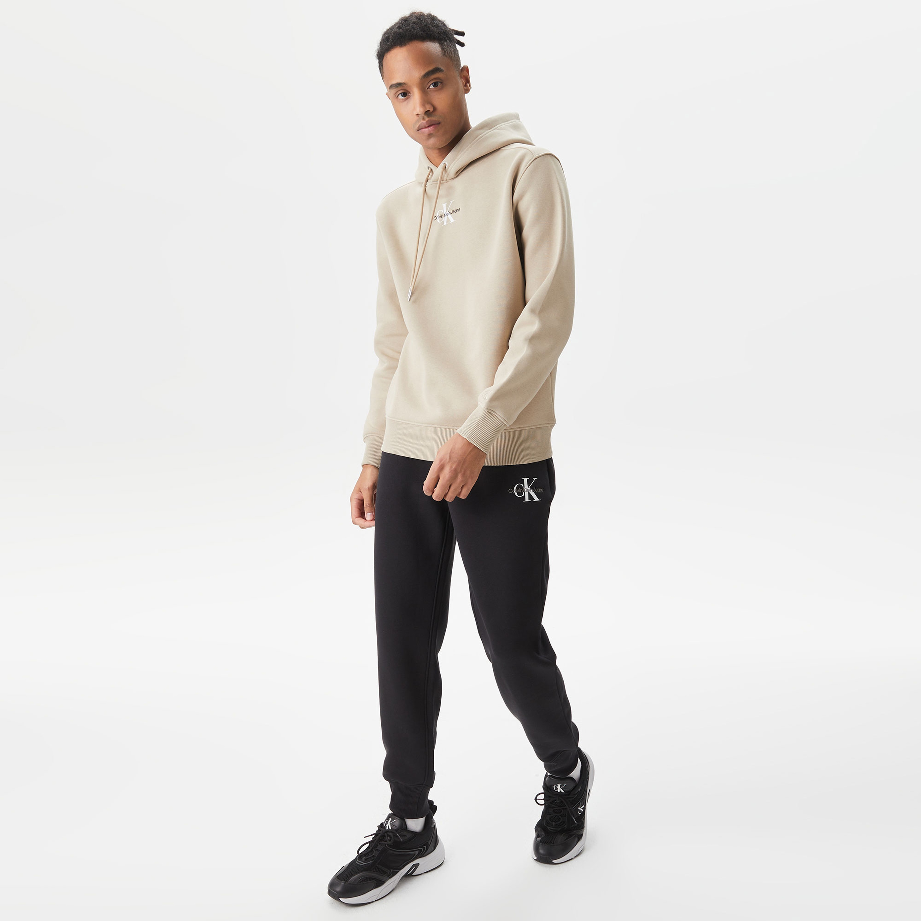 Calvin Klein Jeans Monologo Erkek Bej Sweatshirt