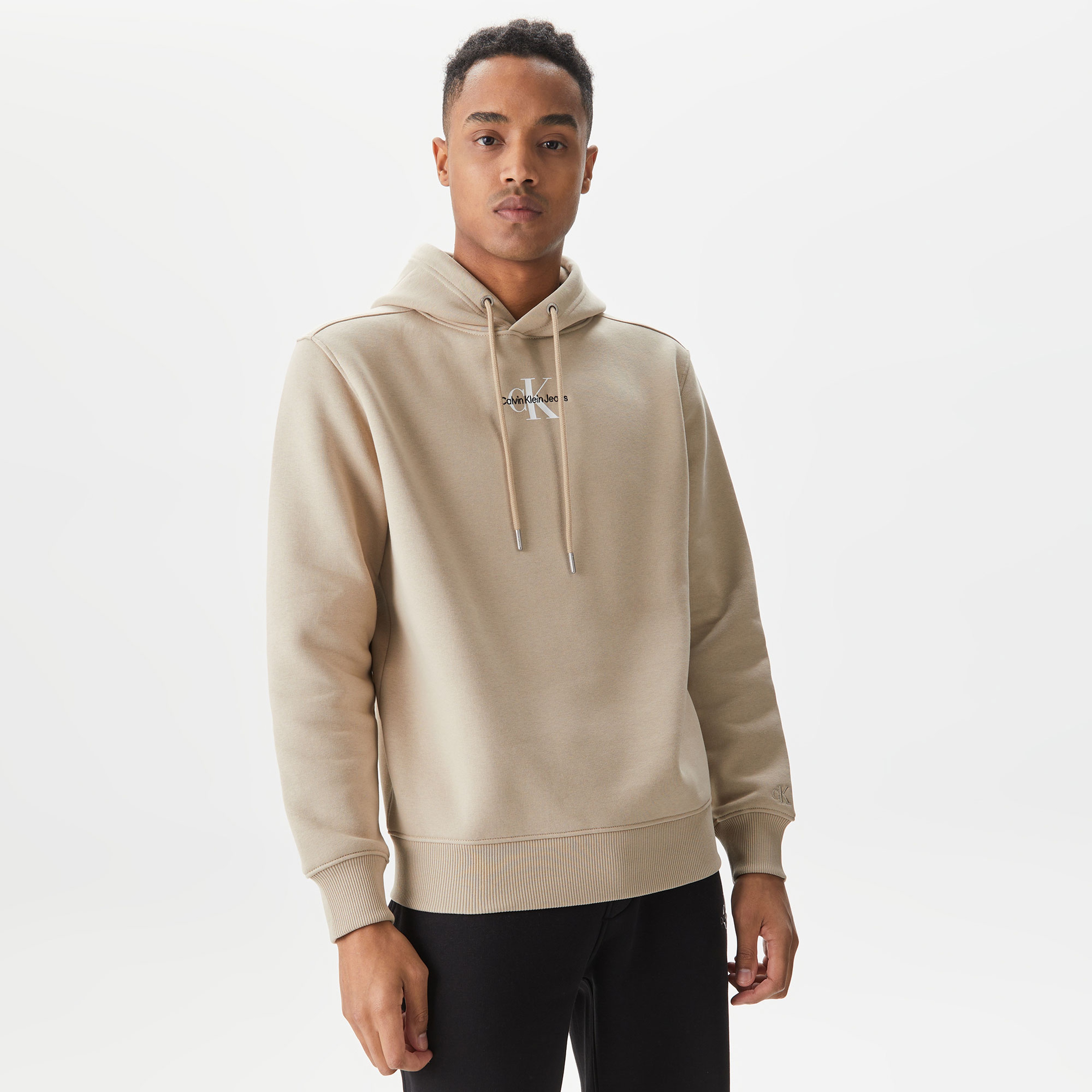 Calvin Klein Jeans Monologo Erkek Bej Sweatshirt
