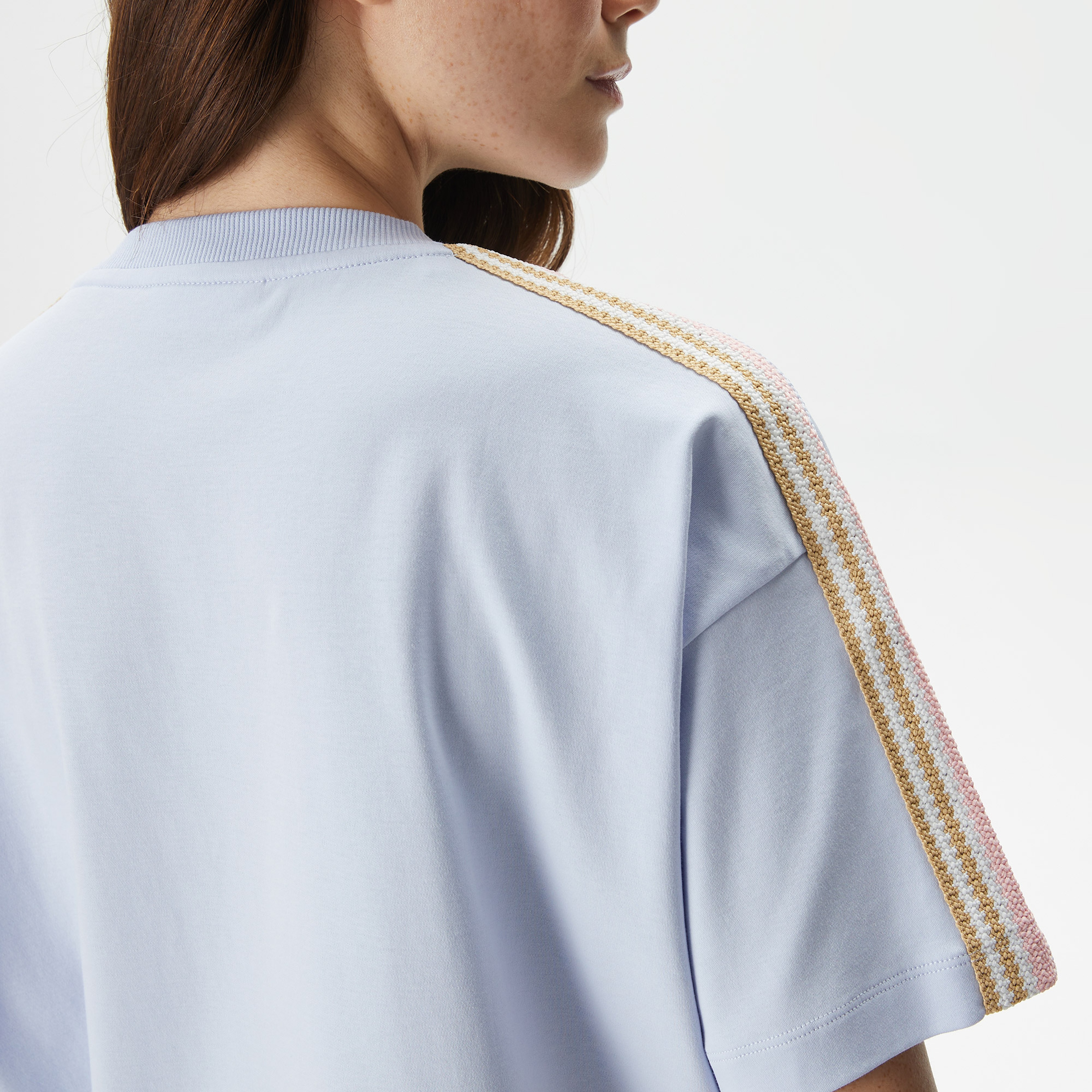 Kadın Relaxed Fit Bisiklet Yaka Mavi T-Shirt