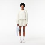 Kadın Polo Yaka Beyaz Sweatshirt