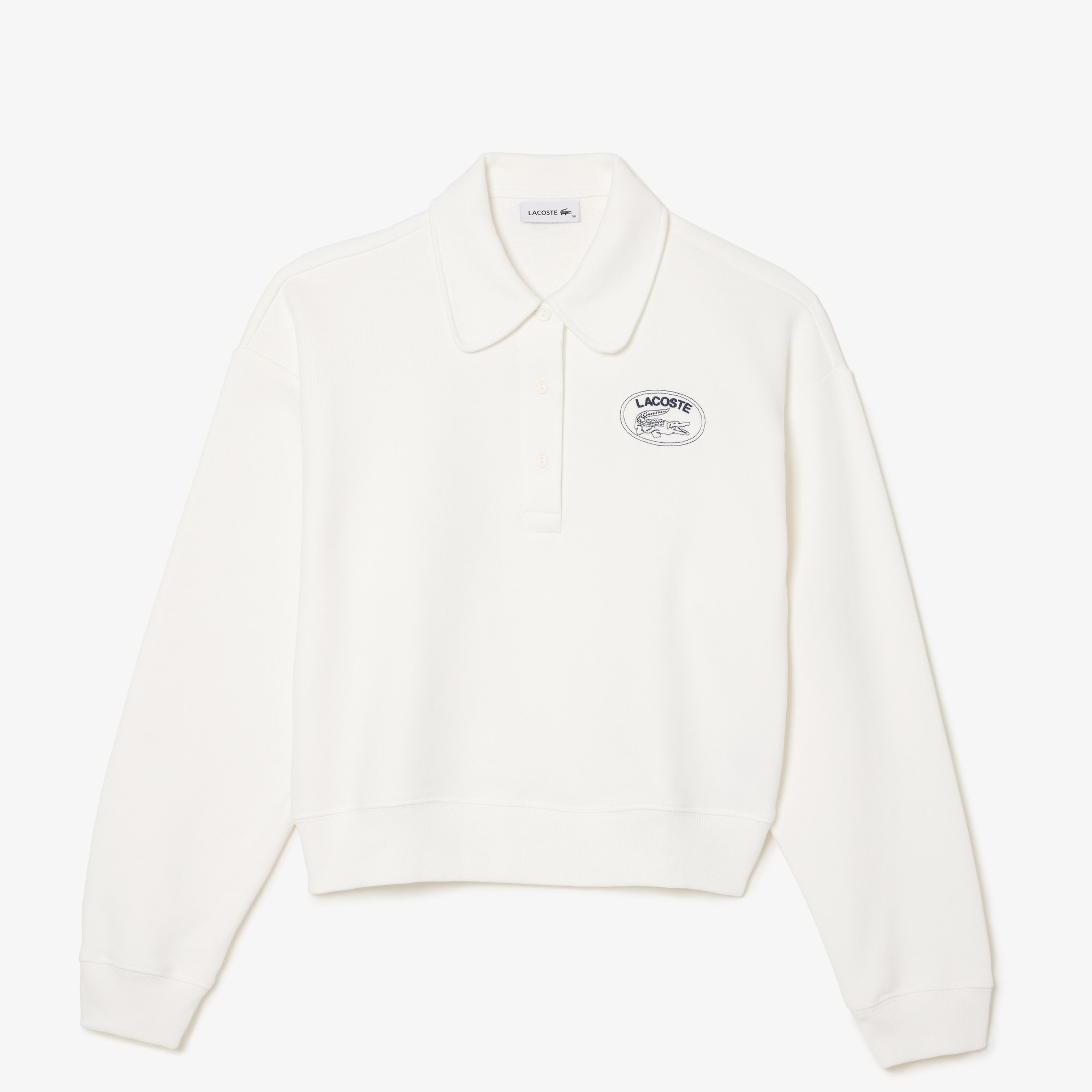 Kadın Polo Yaka Beyaz Sweatshirt