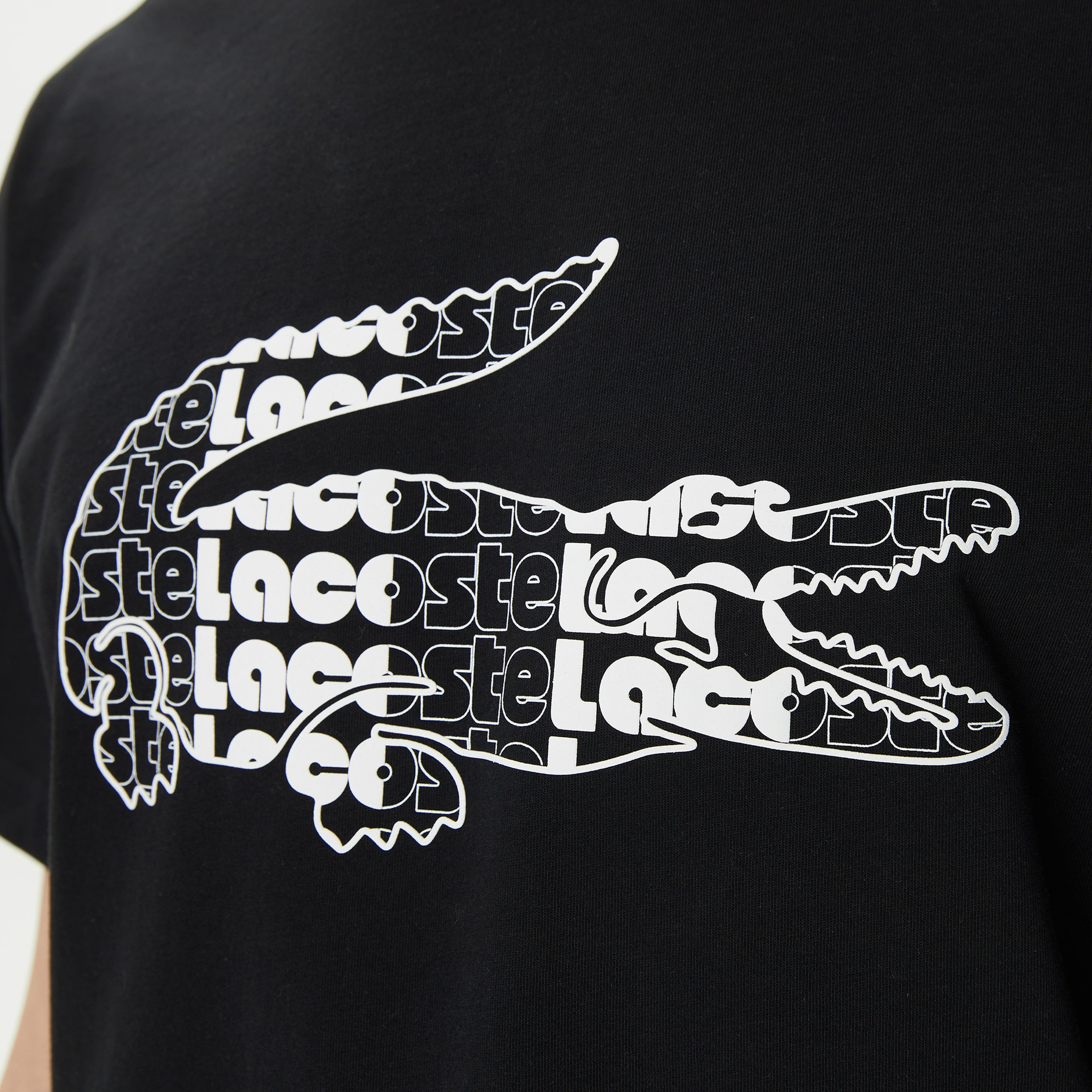 Erkek Relaxed Fit Bisiklet Yaka Baskılı Siyah T-Shirt