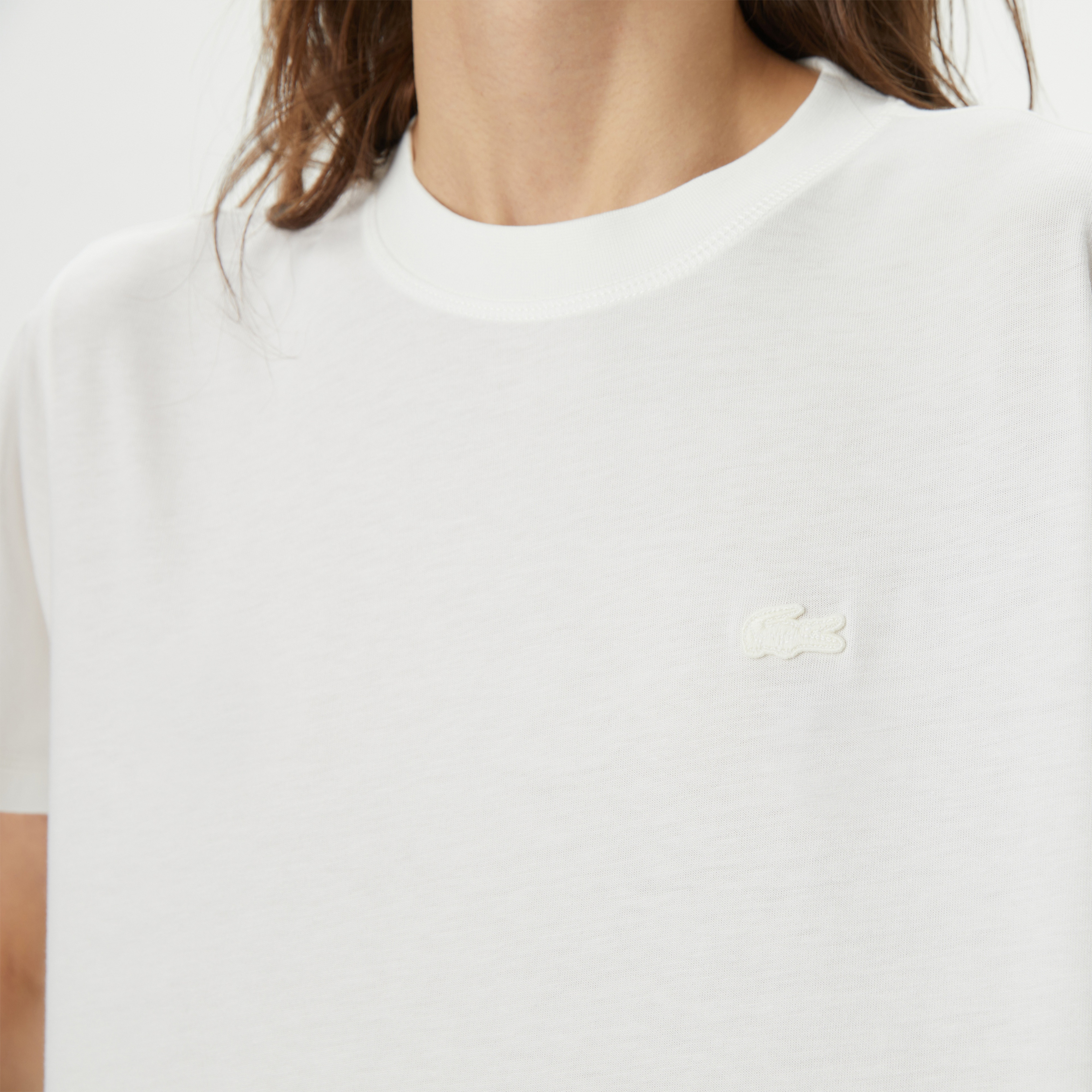 Kadın Loose Fit Bisiklet Yaka Beyaz T-Shirt