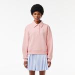 Kadın Polo Yaka Pembe Sweatshirt