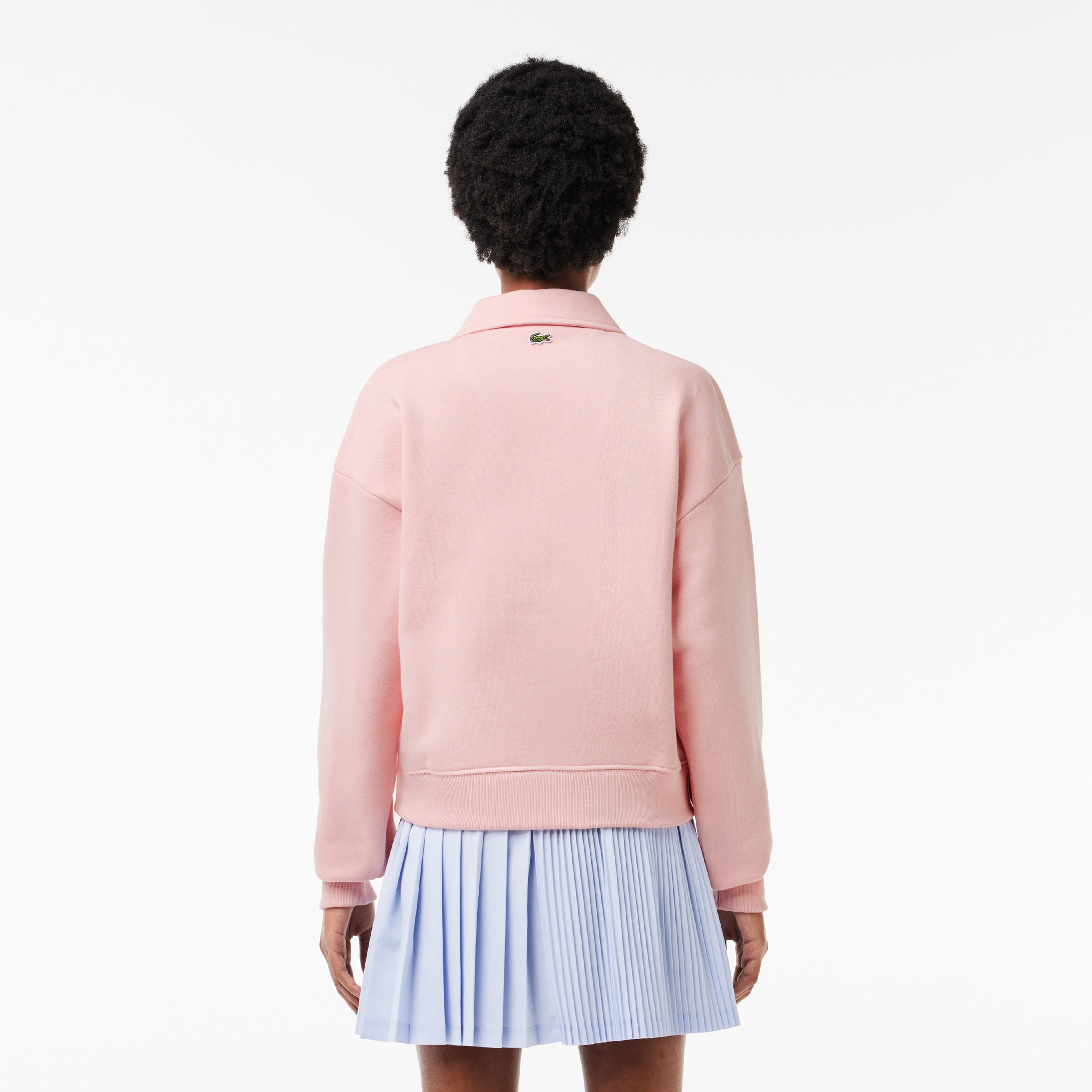 Kadın Polo Yaka Pembe Sweatshirt