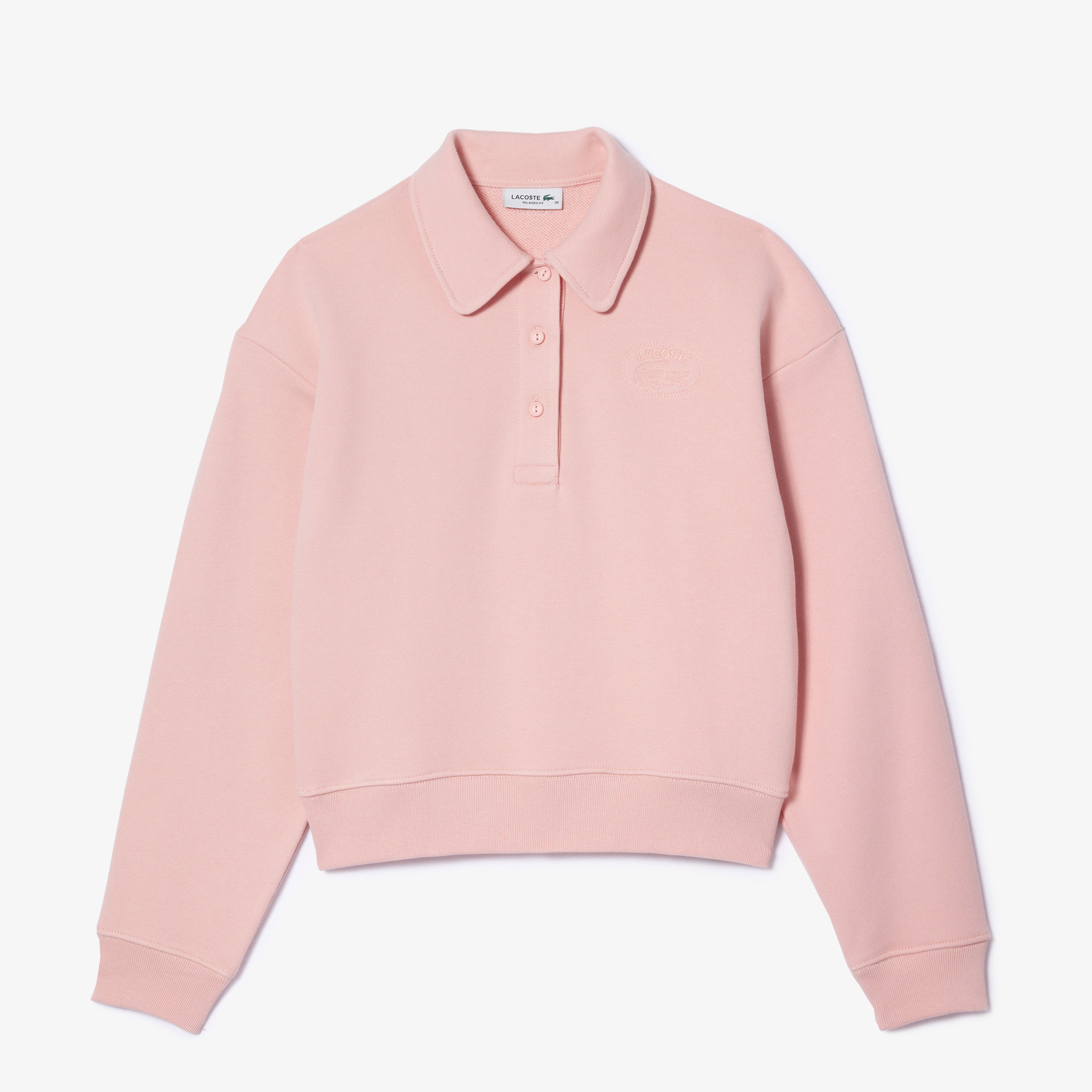Kadın Polo Yaka Pembe Sweatshirt