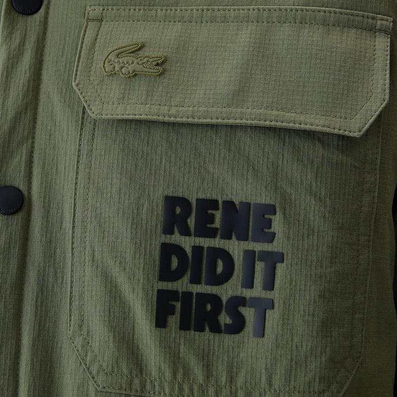 Erkek Regular Fit Baskılı Haki Gömlek