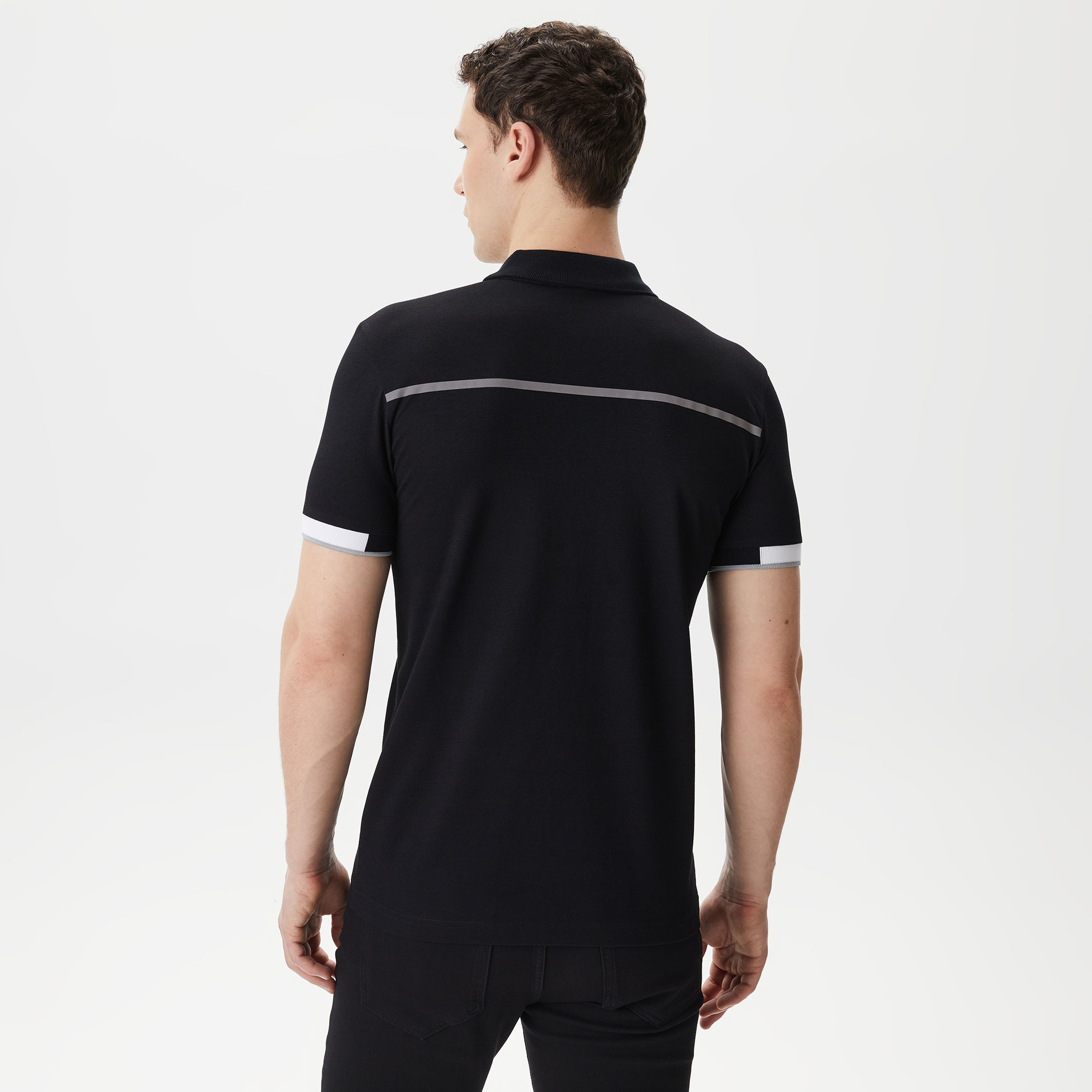 Erkek Oversize Fit Fermuarlı Siyah Polo