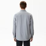 Erkek Regular Fit Baskılı Gri Gömlek