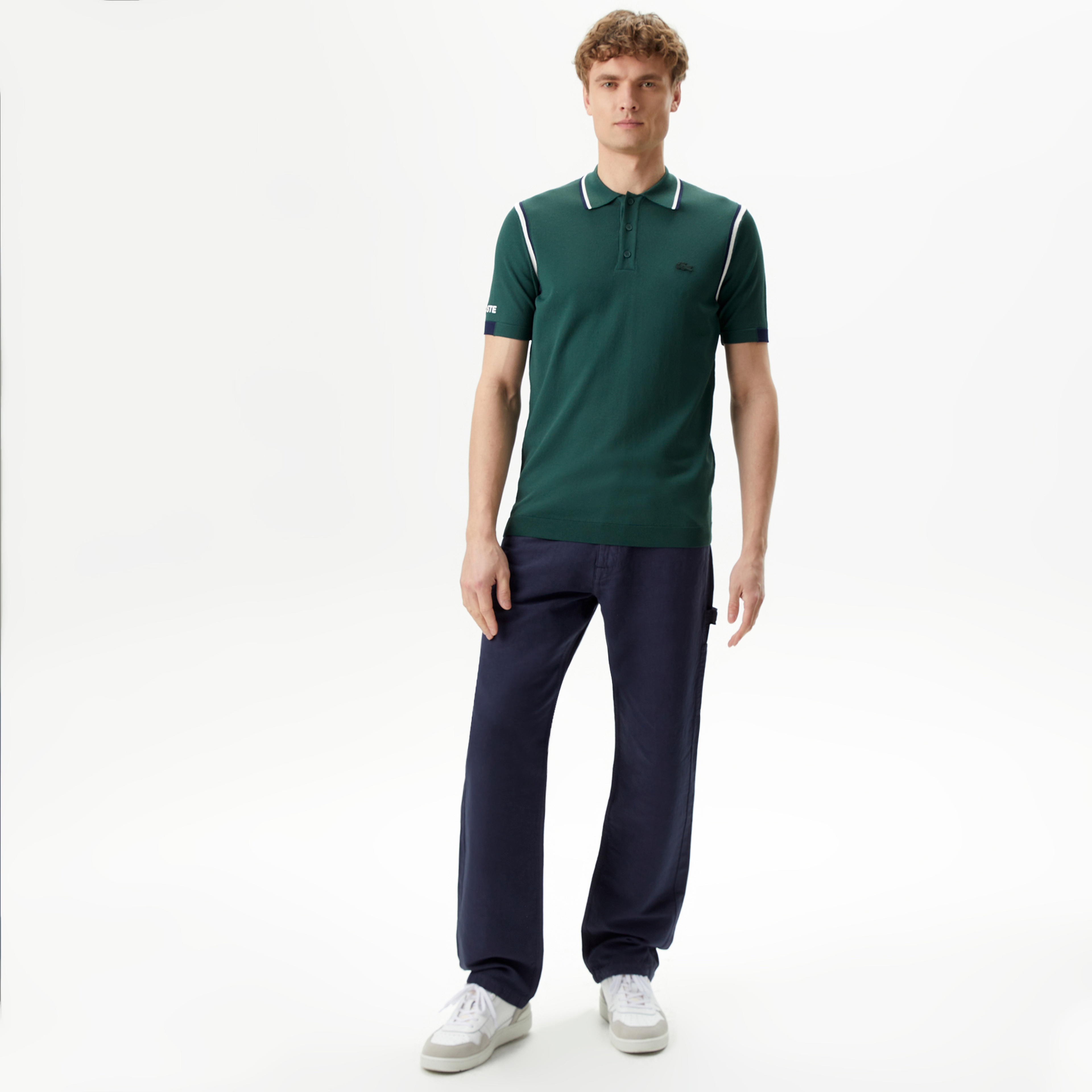 Erkek Regular Fit Polo Yaka Yeşil Triko