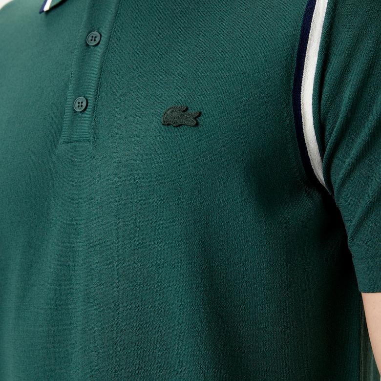 Erkek Regular Fit Polo Yaka Yeşil Triko