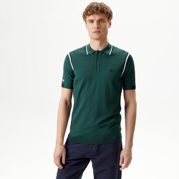 Erkek Regular Fit Polo Yaka Yeşil Triko
